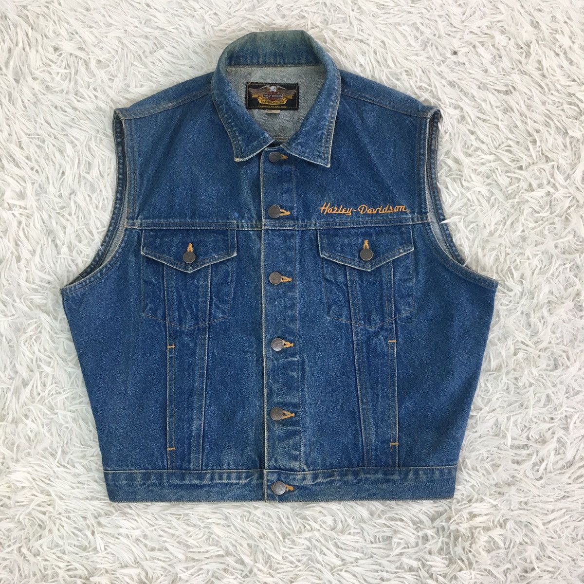 Harley Davidson × Vintage Harley Davidson Denim Vest Size US M / EU 48-50 / 2 - 2 Thumbnail