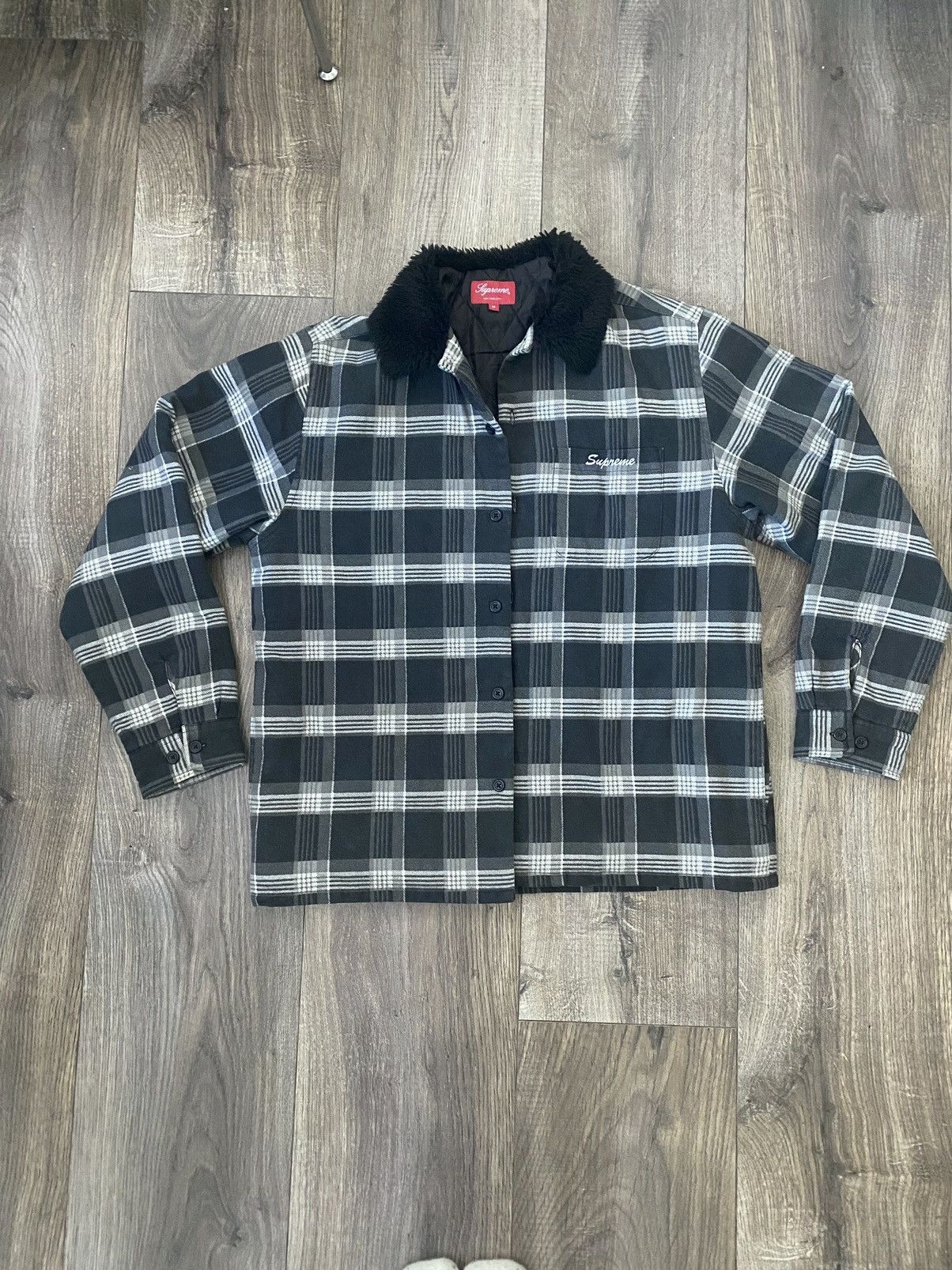 Supreme Supreme FW21 Faux Fur Collar Flannel Shirt | Grailed 