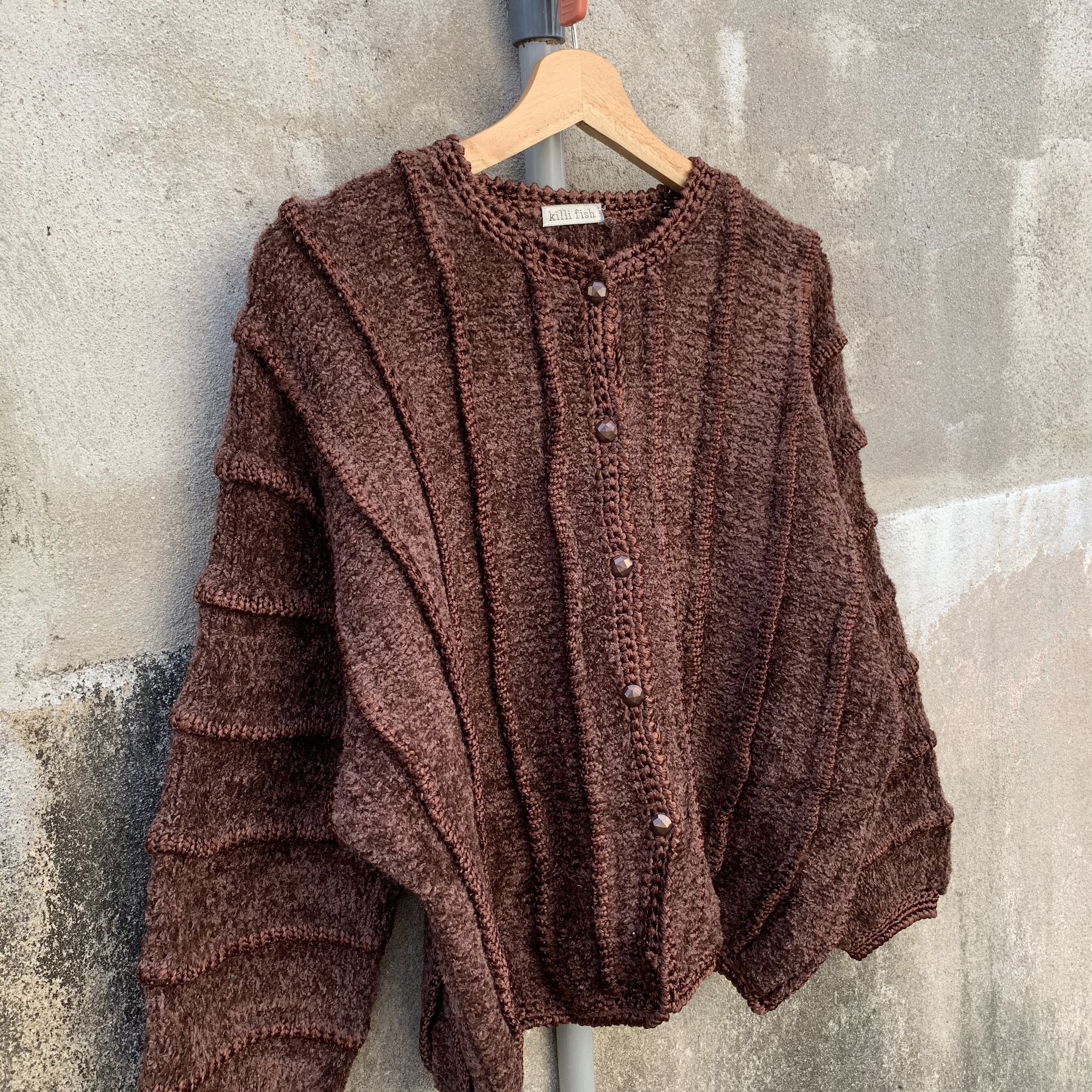 Homespun Knitwear STEALS 💥 Flat Brioche Stitch Cardigan Knit Baggy Button Ups Size US M / EU 48-50 / 2 - 4 Thumbnail