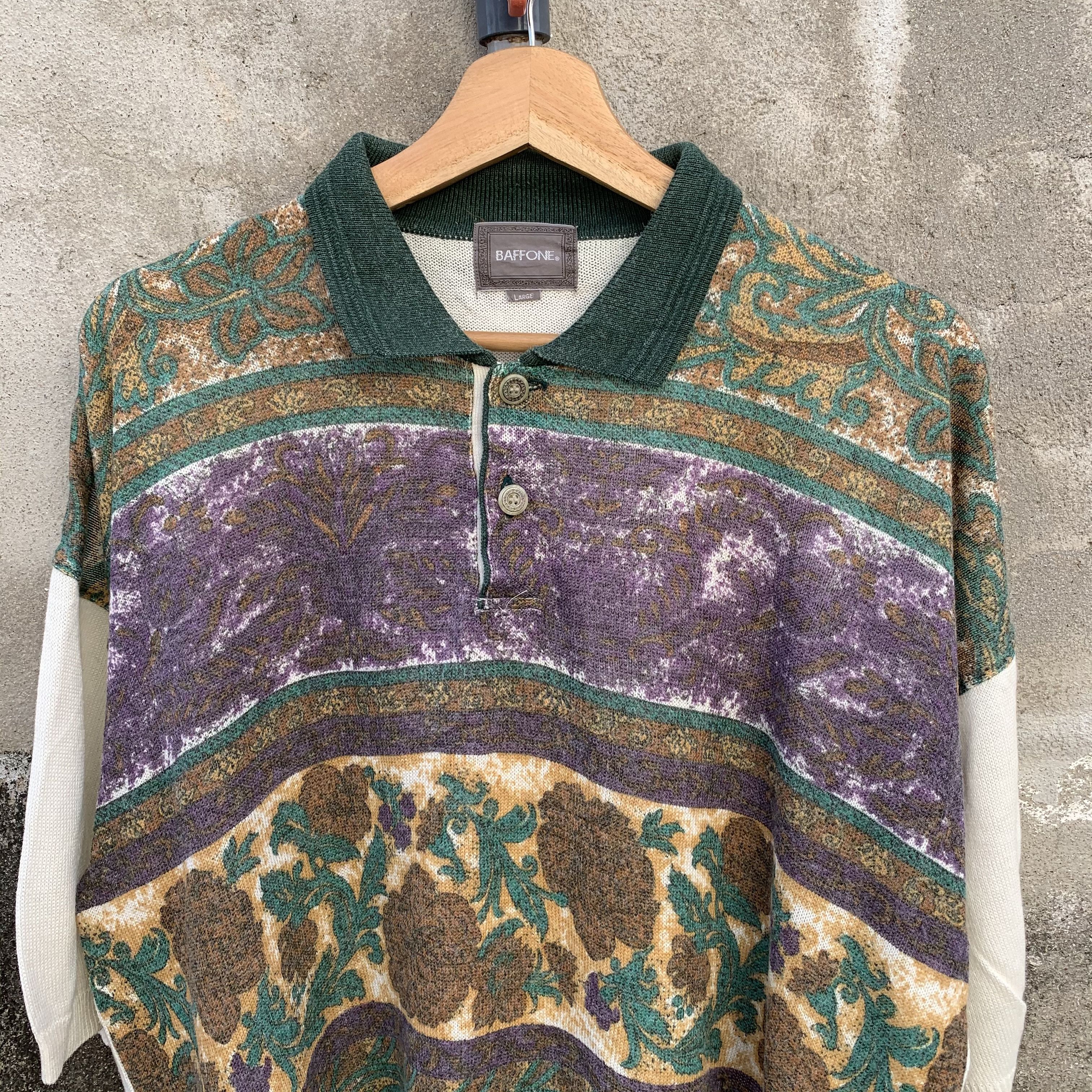 Homespun Knitwear 💥 SEND OFFERS 💥 Vintage BAFFONE Knit Shirts Jumper Sweater Size US L / EU 52-54 / 3 - 2 Thumbnail