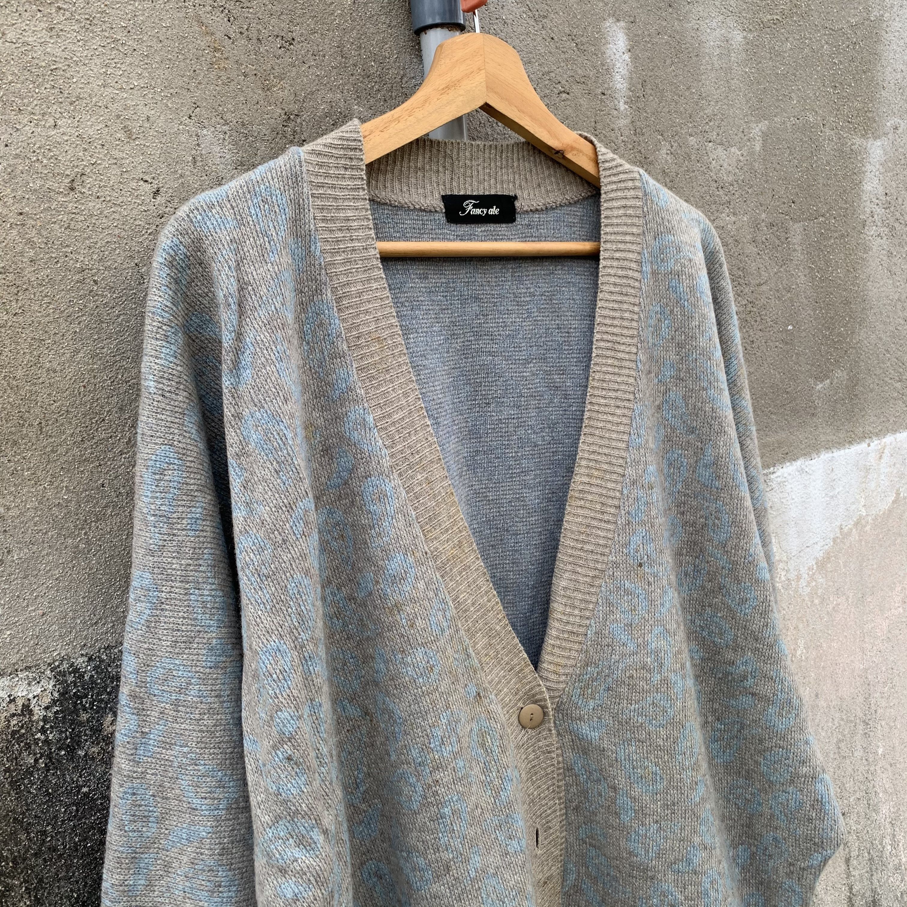 Japanese Brand Vintage Fancy Ale Leopard Style Cardigan Baggy Knit Sweater Size US L / EU 52-54 / 3 - 5 Thumbnail