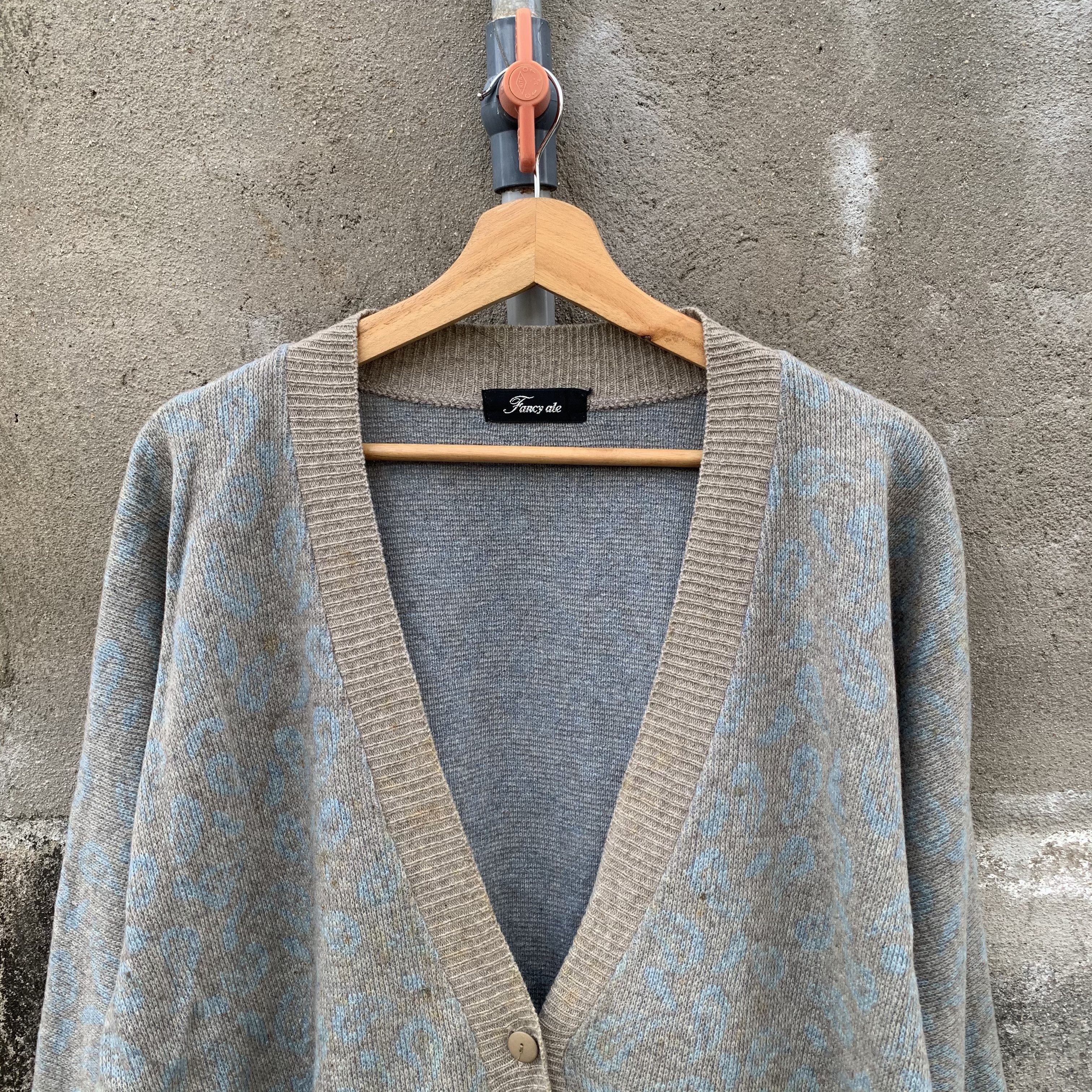 Japanese Brand Vintage Fancy Ale Leopard Style Cardigan Baggy Knit Sweater Size US L / EU 52-54 / 3 - 2 Thumbnail