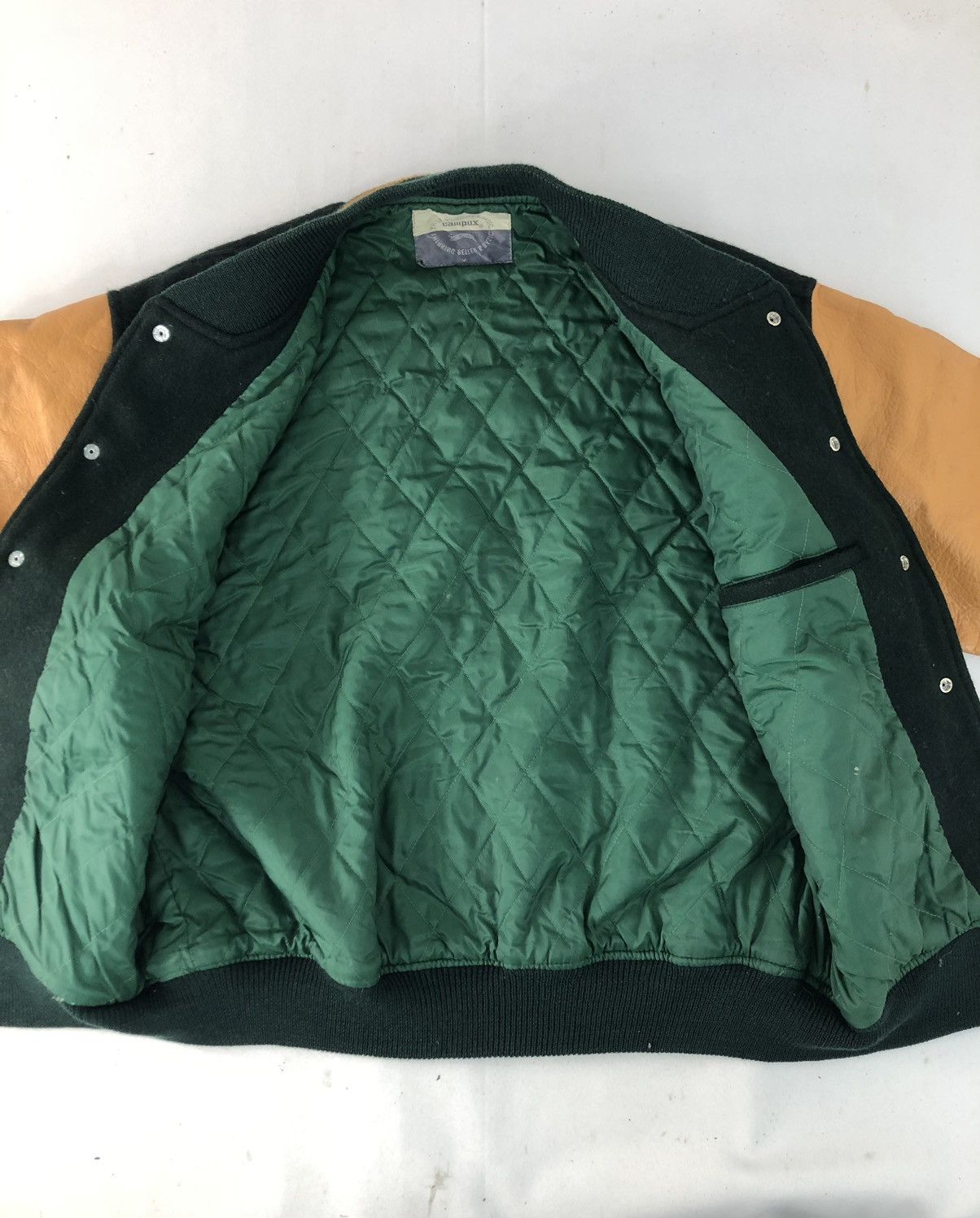 Genuine Leather × Japanese Brand 90s Campux 1967 Varsity Bomber Jacket Leather Sleeve Size US M / EU 48-50 / 2 - 7 Thumbnail