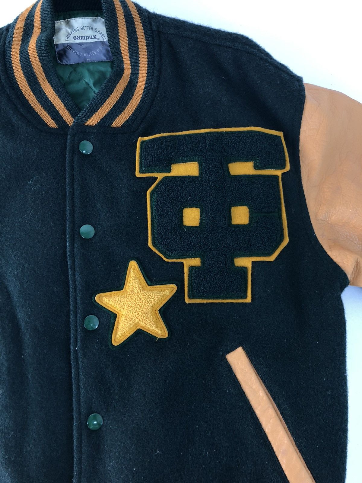 Genuine Leather × Japanese Brand 90s Campux 1967 Varsity Bomber Jacket Leather Sleeve Size US M / EU 48-50 / 2 - 4 Thumbnail