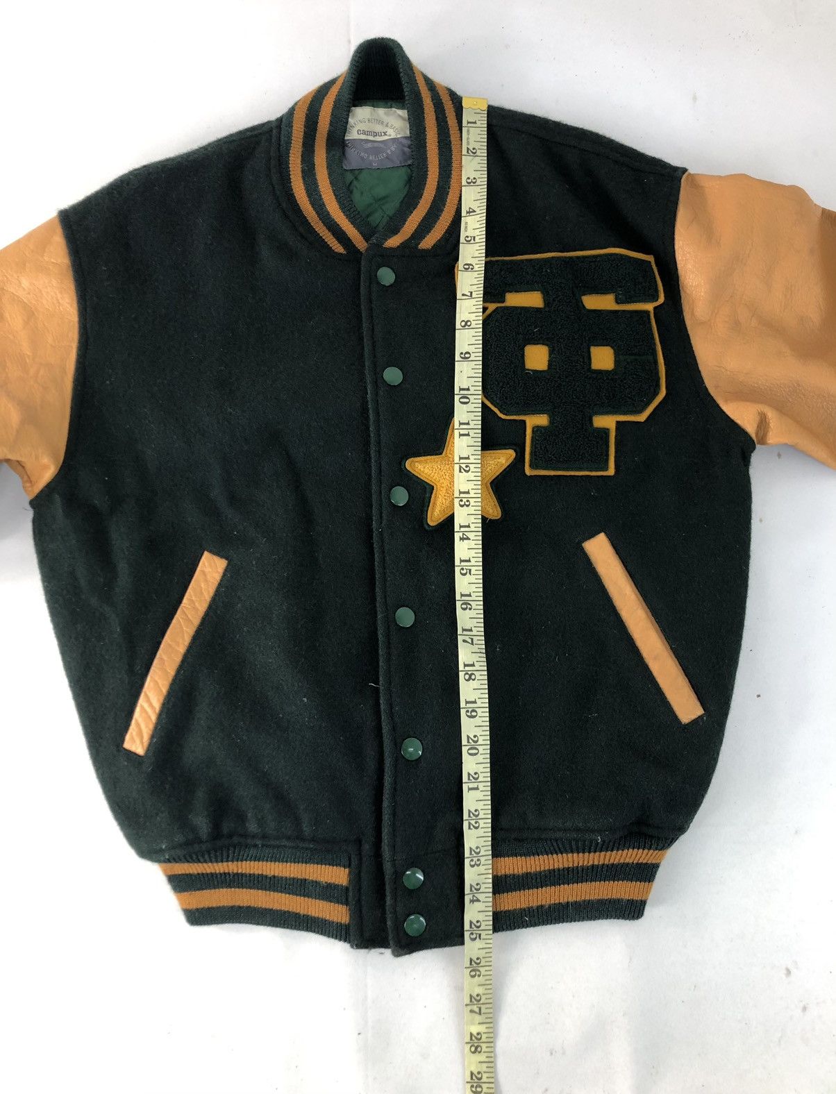 Genuine Leather × Japanese Brand 90s Campux 1967 Varsity Bomber Jacket Leather Sleeve Size US M / EU 48-50 / 2 - 11 Thumbnail