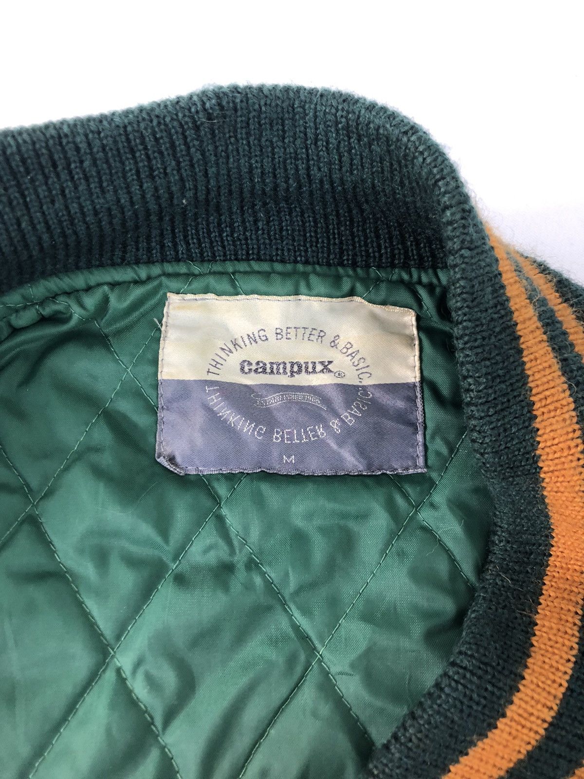Genuine Leather × Japanese Brand 90s Campux 1967 Varsity Bomber Jacket Leather Sleeve Size US M / EU 48-50 / 2 - 6 Thumbnail