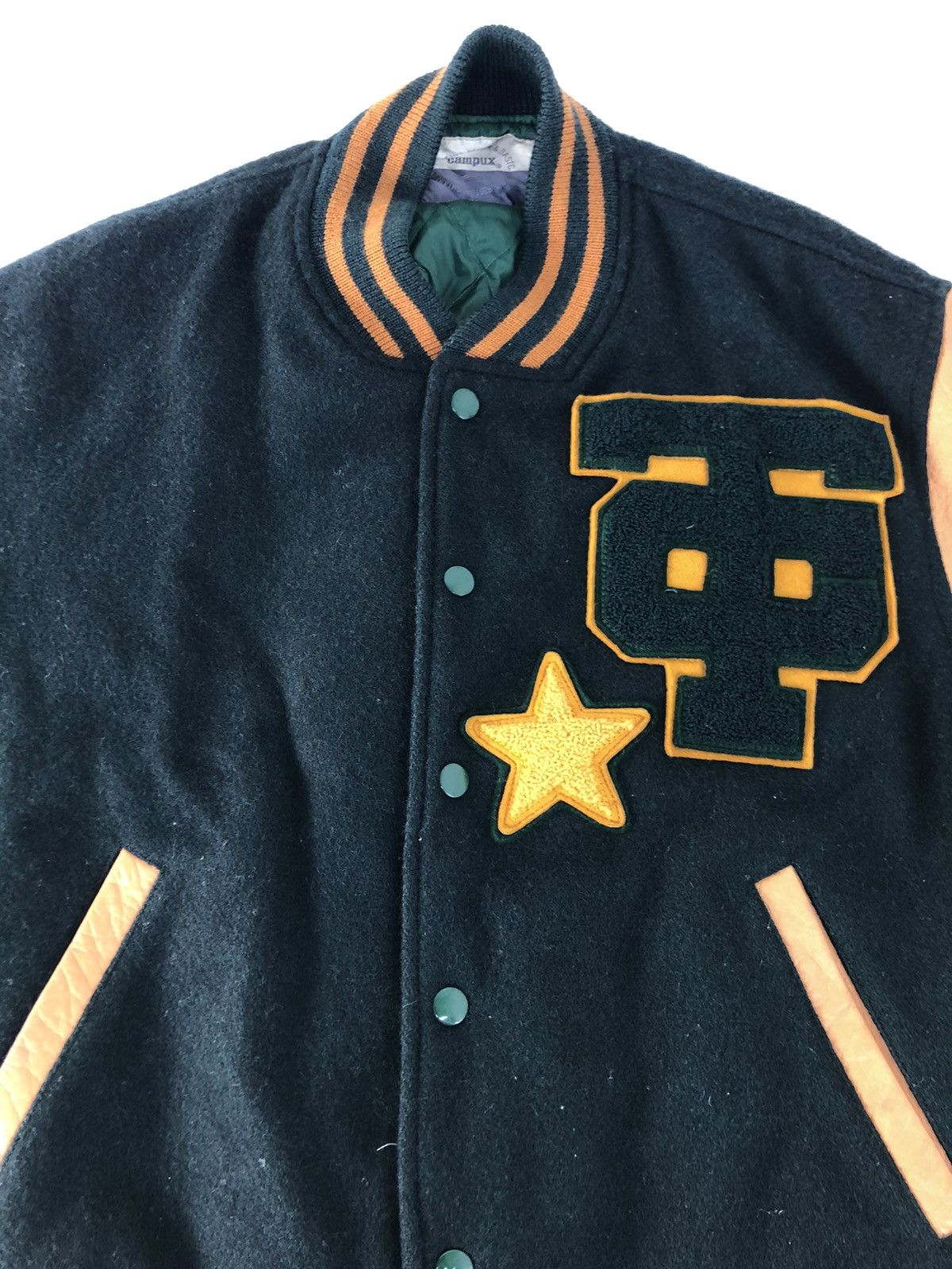 Genuine Leather × Japanese Brand 90s Campux 1967 Varsity Bomber Jacket Leather Sleeve Size US M / EU 48-50 / 2 - 3 Thumbnail