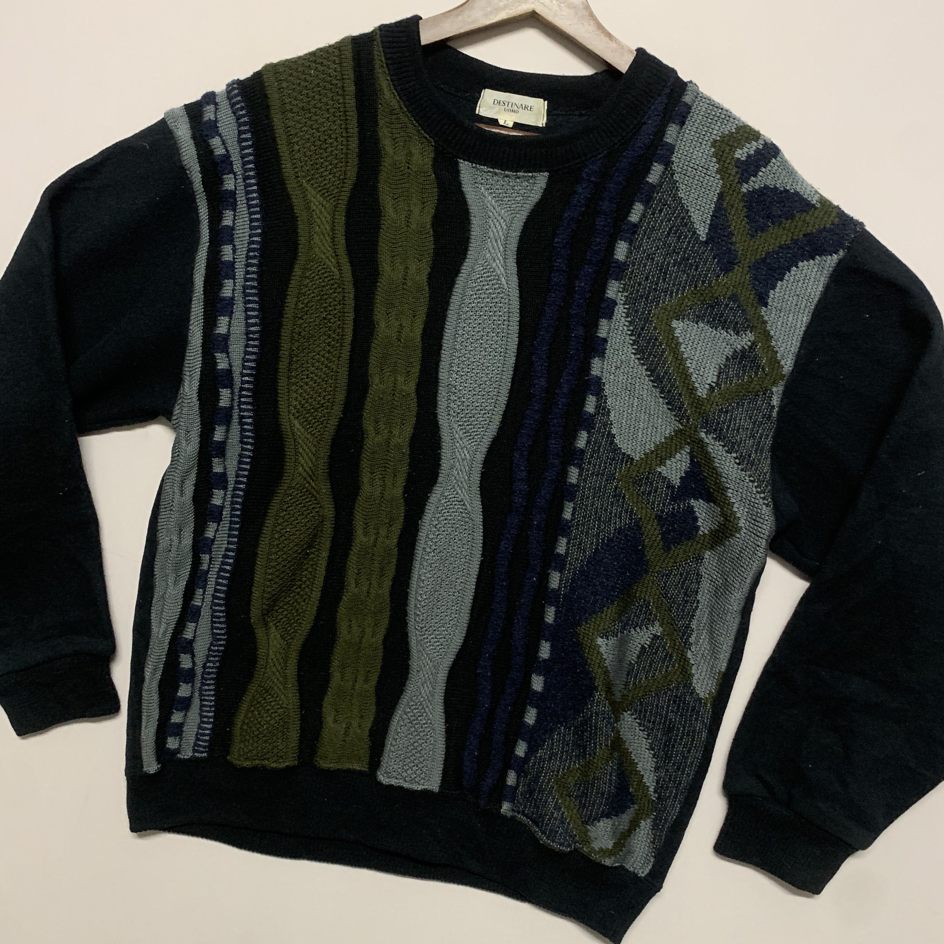 DESTINARE UOMO Japan Cable Knit VERY RARE Sweater Like Coogi