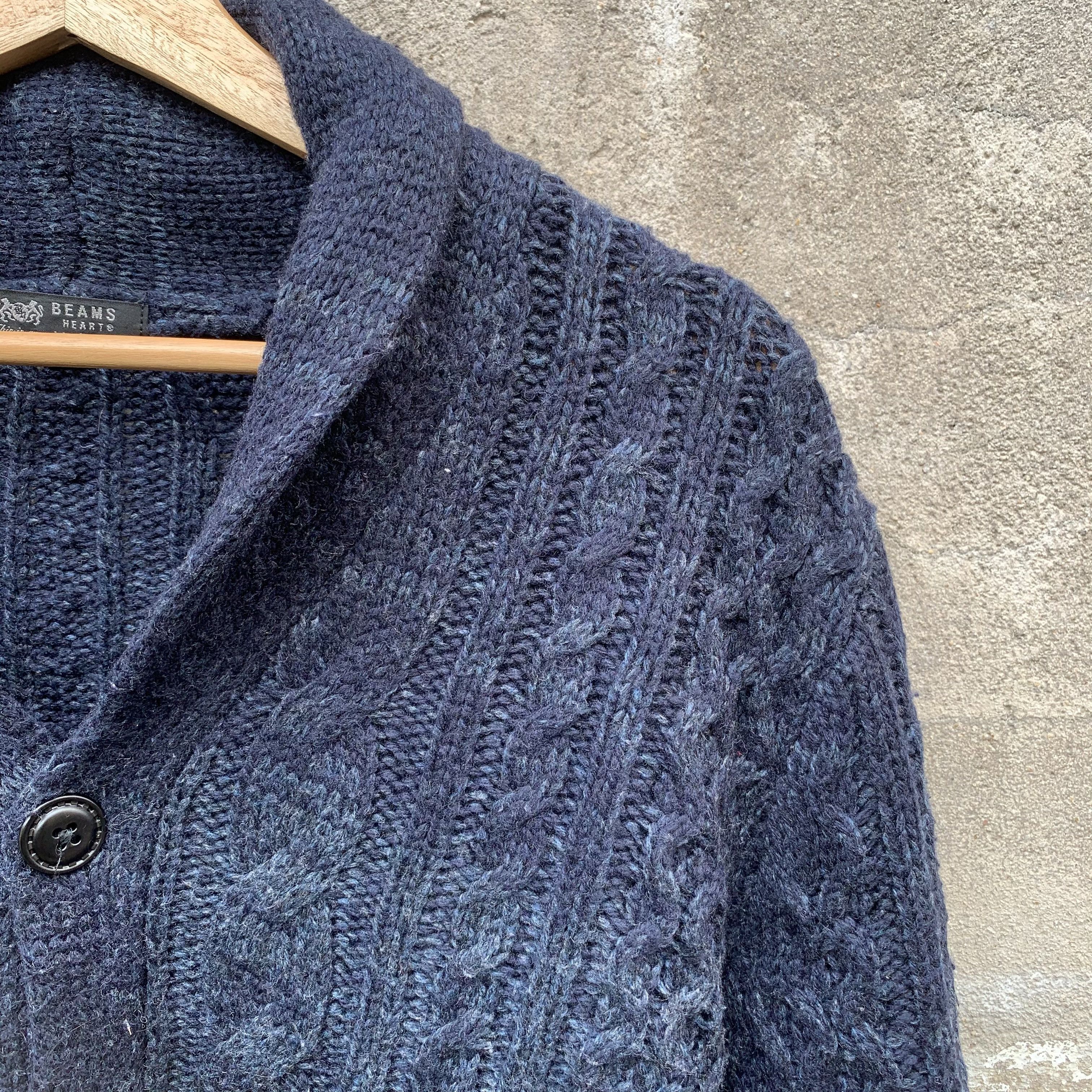 Beams Plus BEAMS HEARTS Knit Tricolor Shawl Collar VERY RARE Cardigan Size US M / EU 48-50 / 2 - 4 Thumbnail