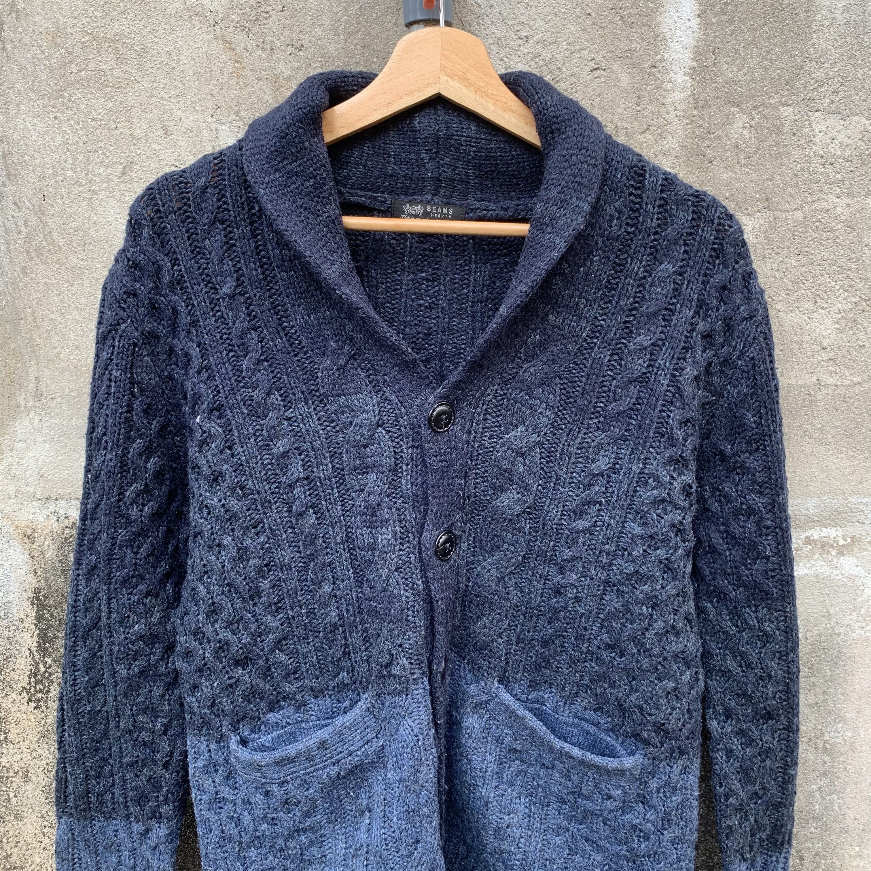 Beams Plus BEAMS HEARTS Knit Tricolor Shawl Collar VERY RARE Cardigan Size US M / EU 48-50 / 2 - 6 Thumbnail