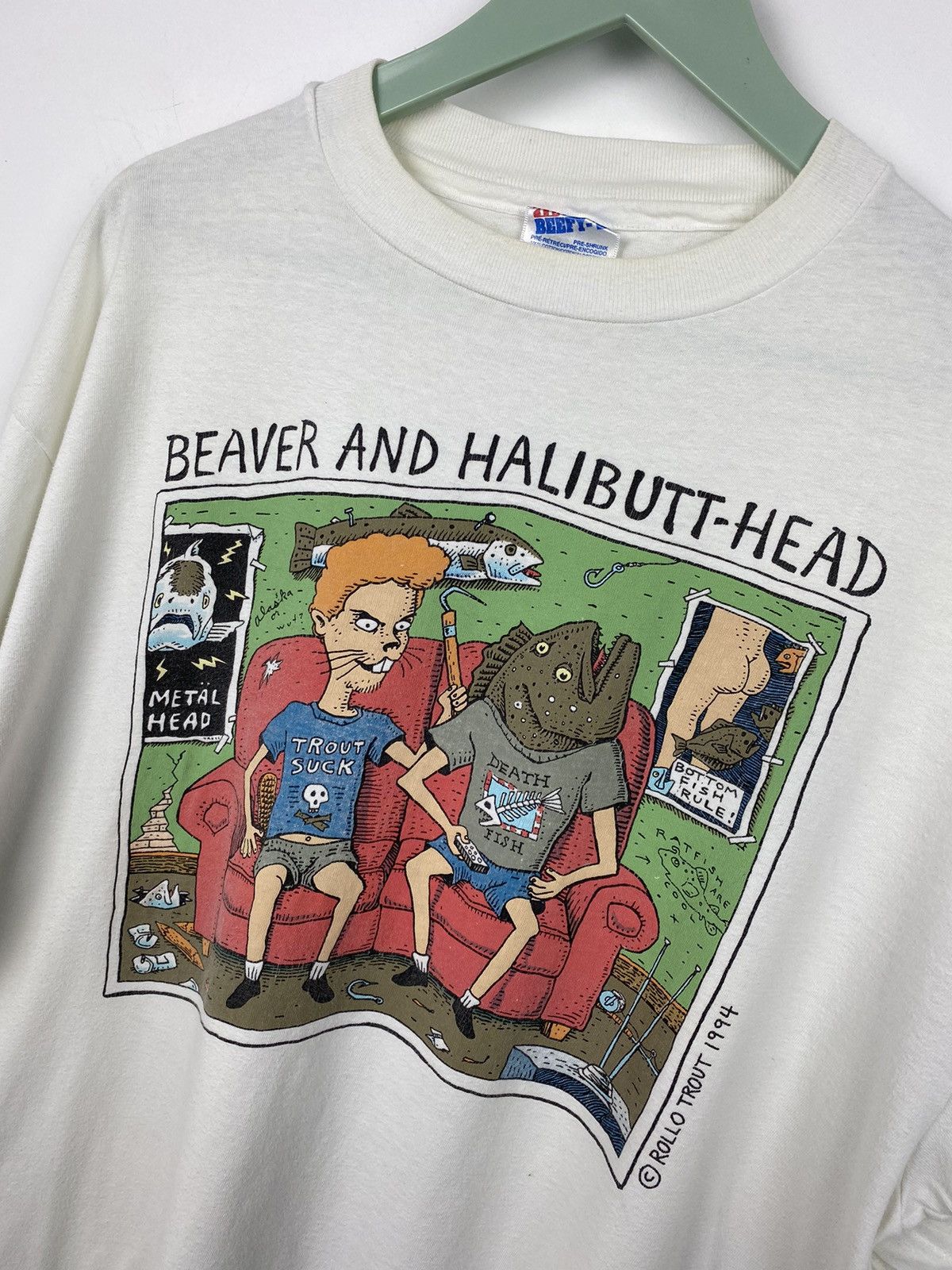 Other 1994 Beavis and Butthead Parody Beaver Halibutthead T Shirt Size US XL / EU 56 / 4 - 2 Thumbnail