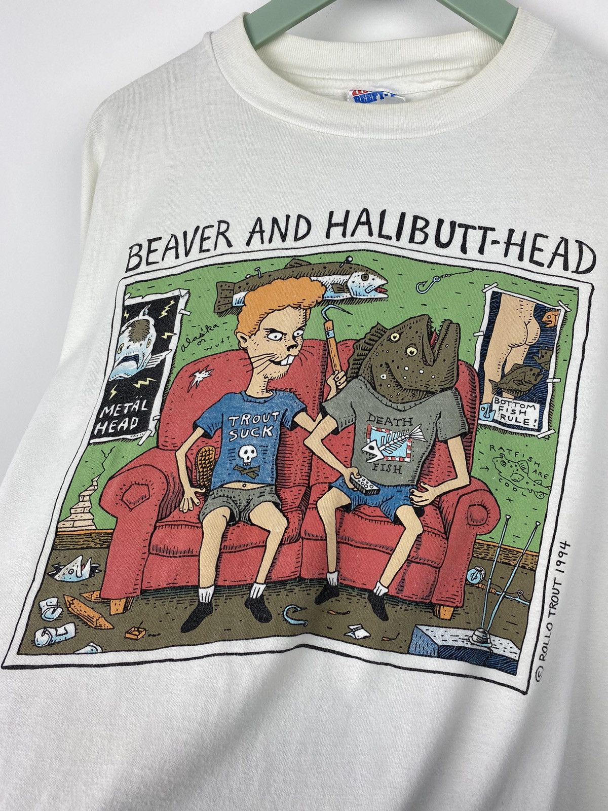 Other 1994 Beavis and Butthead Parody Beaver Halibutthead T Shirt Size US XL / EU 56 / 4 - 4 Thumbnail