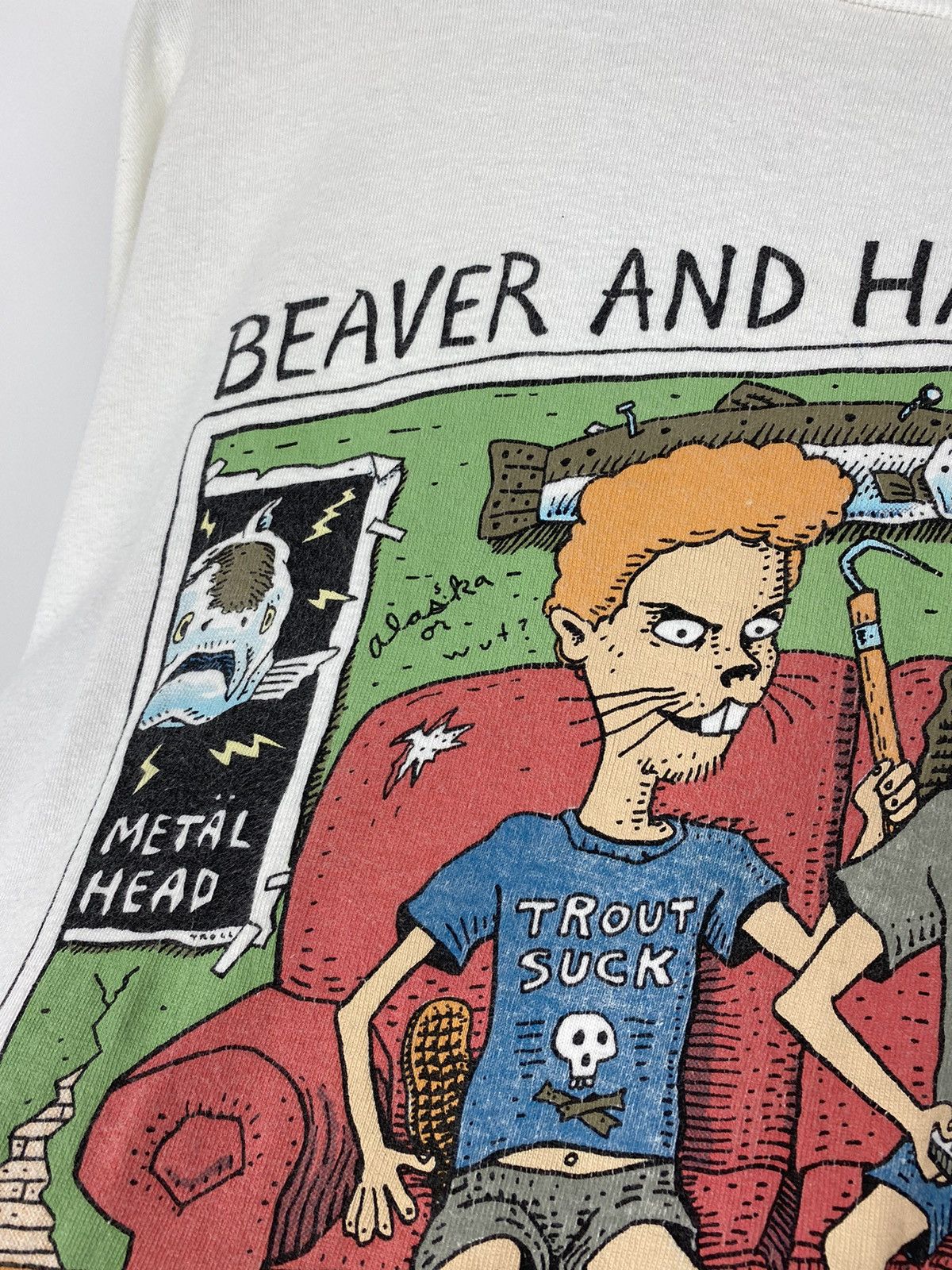 Other 1994 Beavis and Butthead Parody Beaver Halibutthead T Shirt Size US XL / EU 56 / 4 - 5 Thumbnail