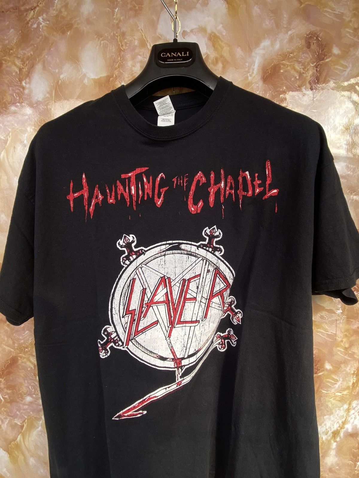 Band Tees × Slayer Slayer Haunting the Chapel print merch black tee t-shirt Size US XL / EU 56 / 4 - 5 Thumbnail