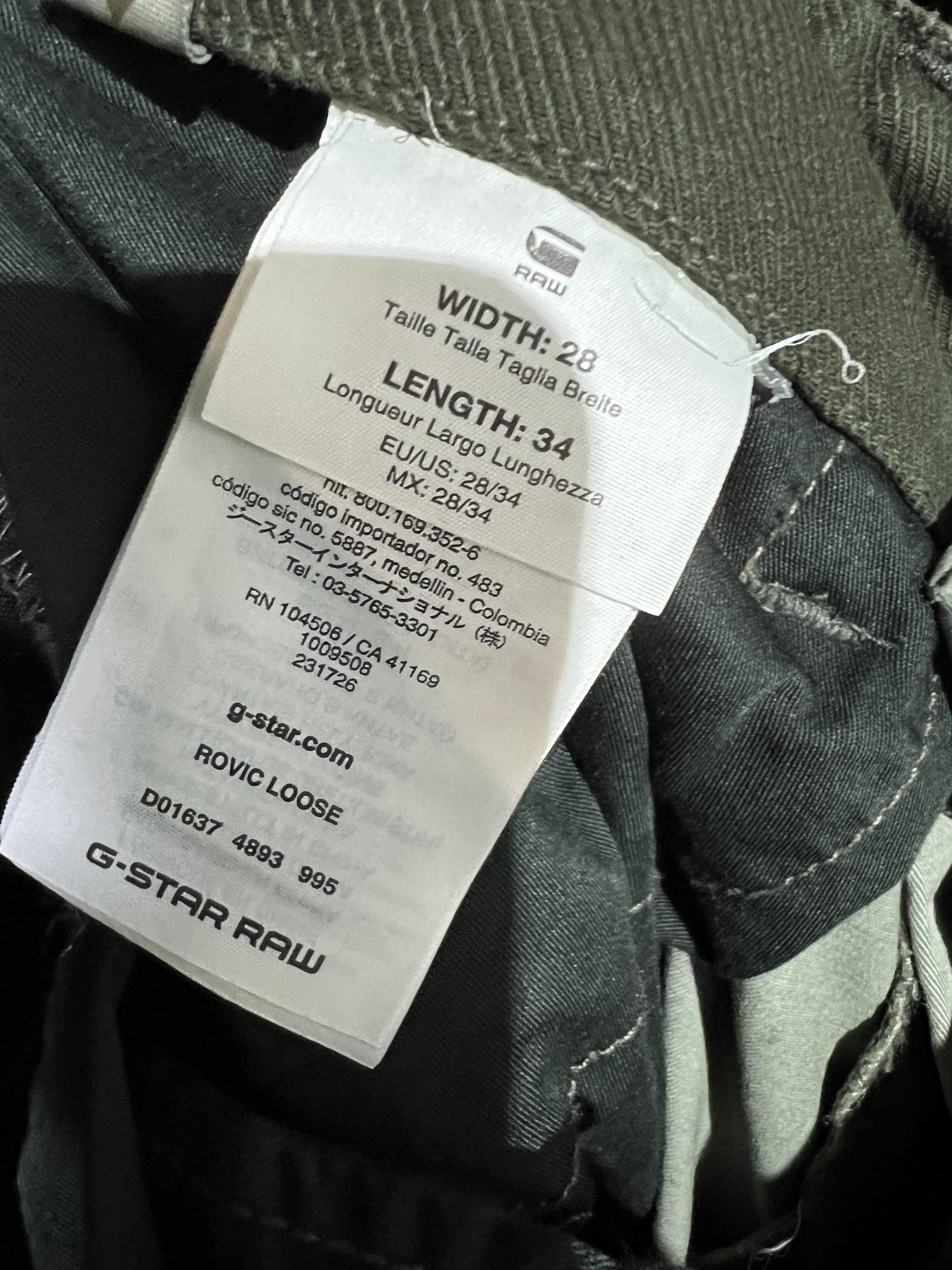 New G Star Raw Cargo Military Pants size 28 34 Rovic Loose