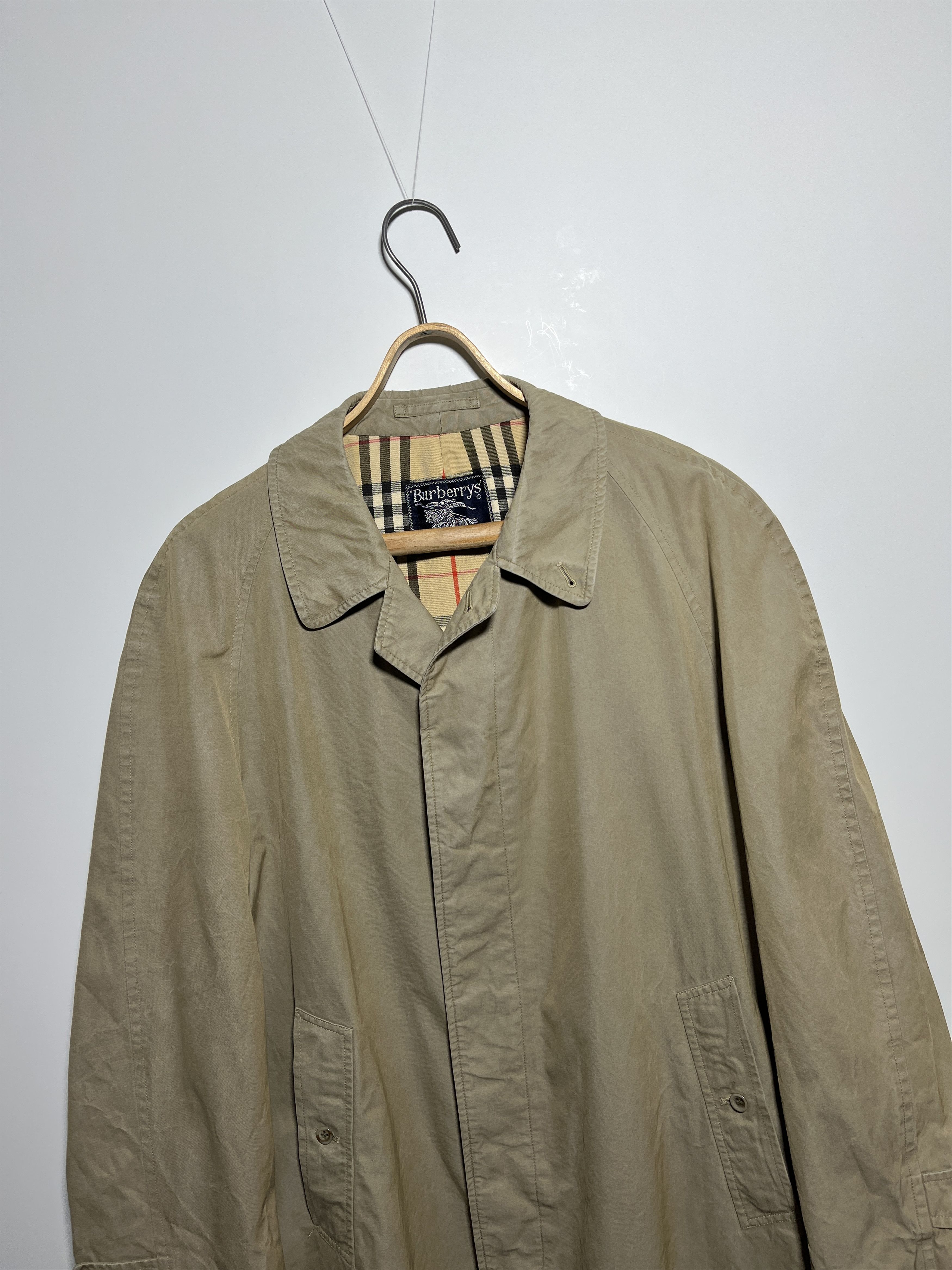 Vintage 90s Burberrys Nova Check Beige Trench Coat Size M