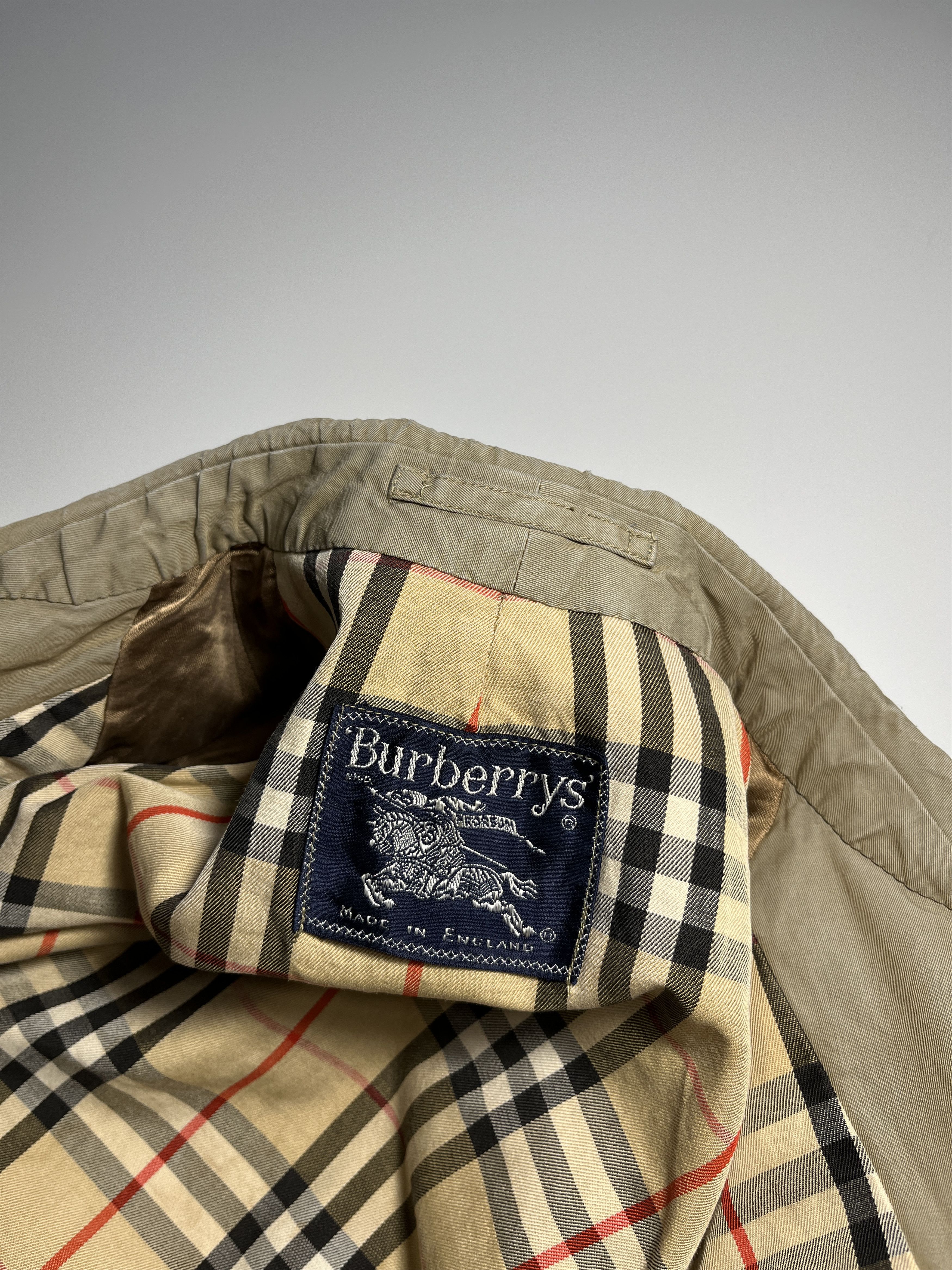 Vintage 90s Burberrys Nova Check Beige Trench Coat Size M