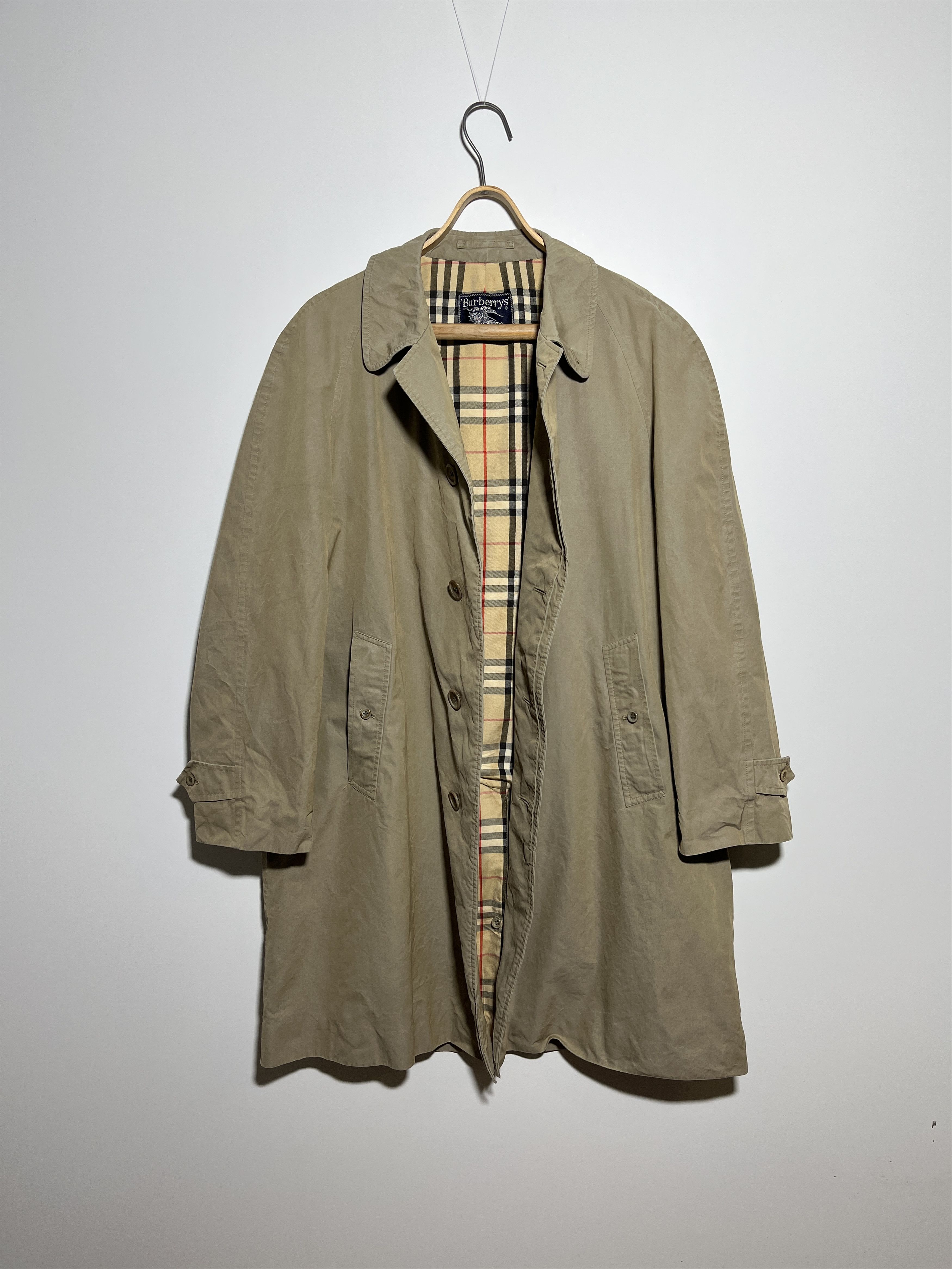 90s 00s BURBERRY ノバチェック trench coat y2k Vintage 90s Burberrys Nova Check Beige Trench Coat Size M