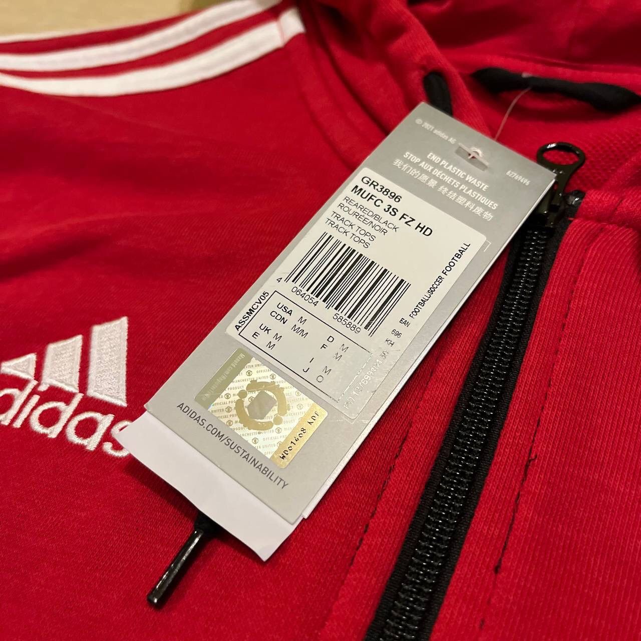 Adidas MANCHESTER UNITED ADIDAS 2021/2023 FOOTBALL ZIP HOODIE Size US M / EU 48-50 / 2 - 4 Thumbnail