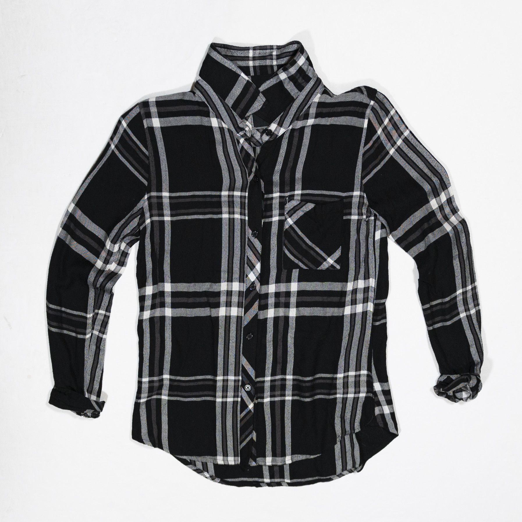 Rails Hunter Rayon Collared Button Plaid Blouse Shirt