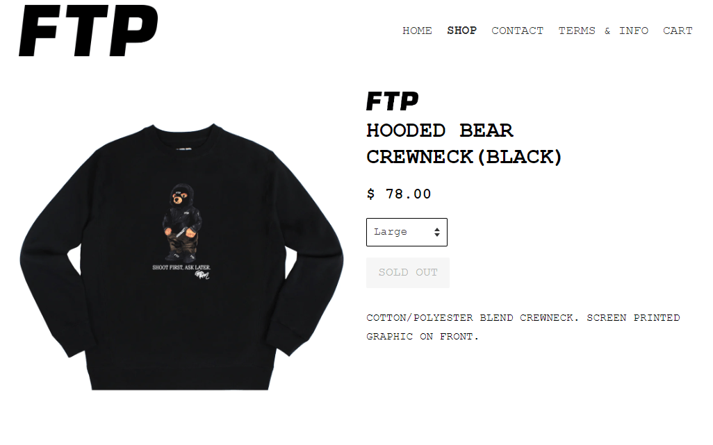 Fuck The Population FTP HOODED BEAR CREWNECK | Grailed