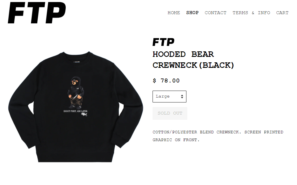 Fuck The Population FTP HOODED BEAR CREWNECK | Grailed 