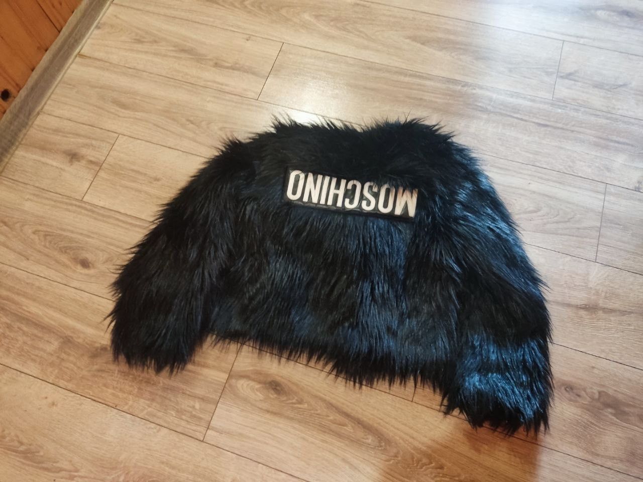 Moschino H&M x Moschino Faux Fur Jacket Upside down logo size XS