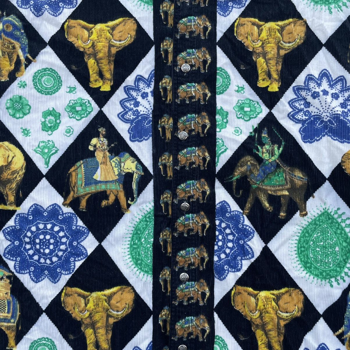 Vintage Versace Jeans Couture India Print Pattern Corduroy Shirt Size US S / EU 44-46 / 1 - 4 Thumbnail