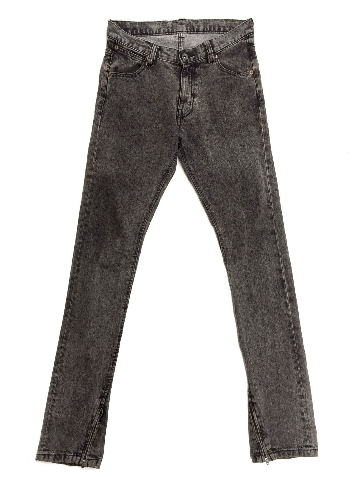 image of Buffalo Bobs Acid Wash Zipper Legs Black Skinny Denim Jeans in Grey, Men's (Size 29)