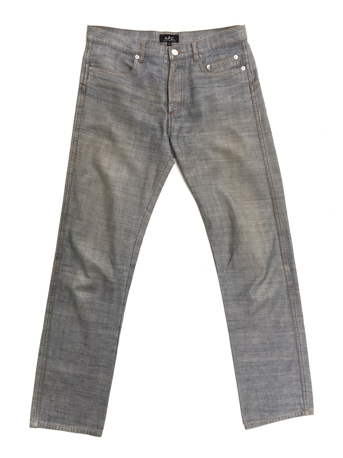 image of A P C Rue De Fleurus Paris Reverse Denim Jeans in Grey, Men's (Size 29)