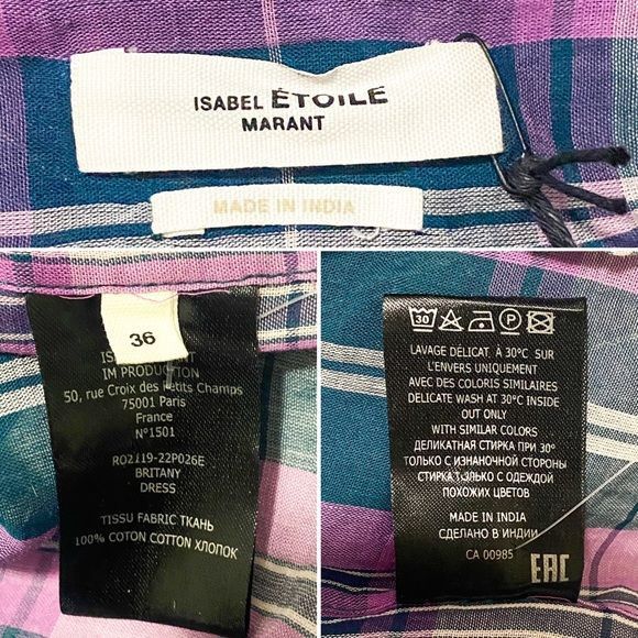 Isabel Marant Etoile NWT, Isabel Marant Etoile Britany checked cotton shirt dress Size XS / US 0-2 / IT 36-38 - 12 Thumbnail