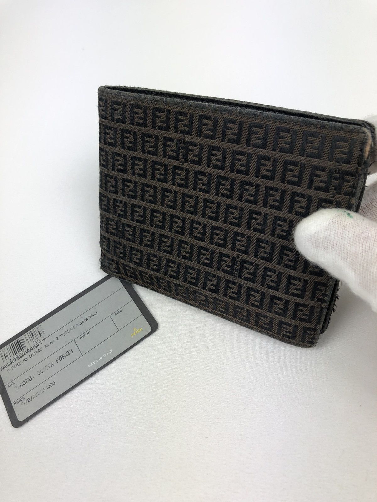 Fendi mini zucca leather bifold wallet