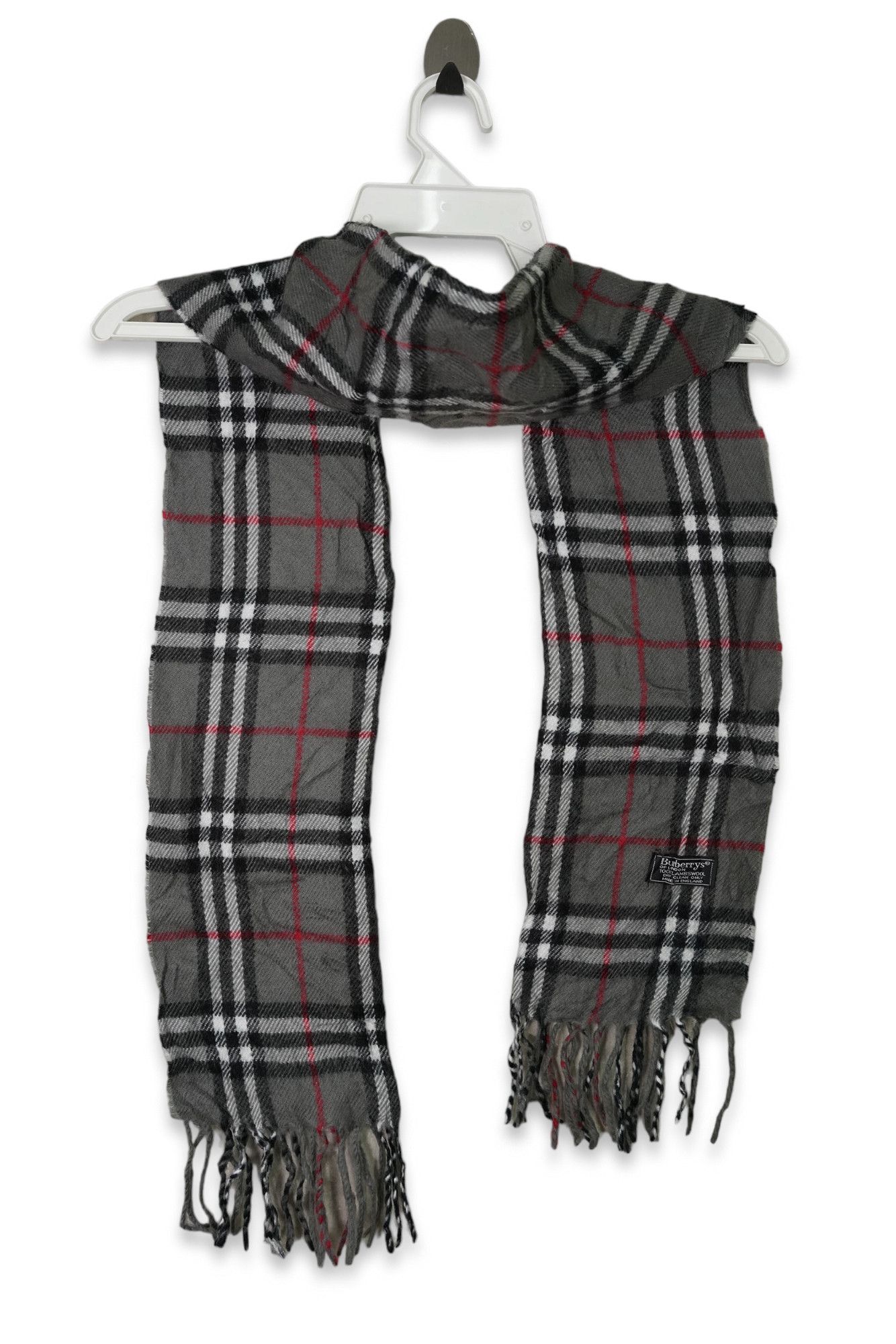 Burberry × Vintage Vintage Burberrys Check 100% Lambswool Neckwear, England Size ONE SIZE - 1 Thumbnail