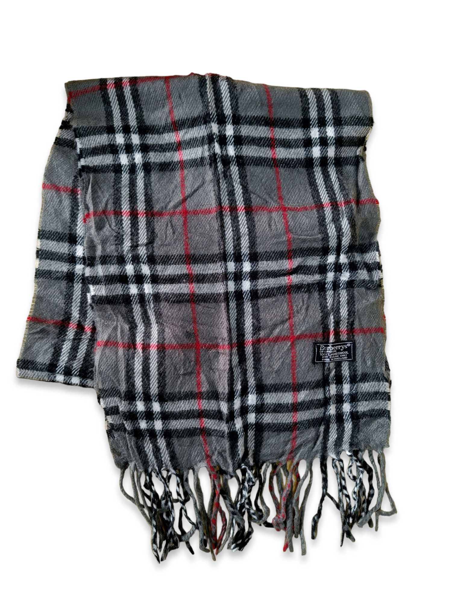 Burberry × Vintage Vintage Burberrys Check 100% Lambswool Neckwear, England Size ONE SIZE - 3 Thumbnail