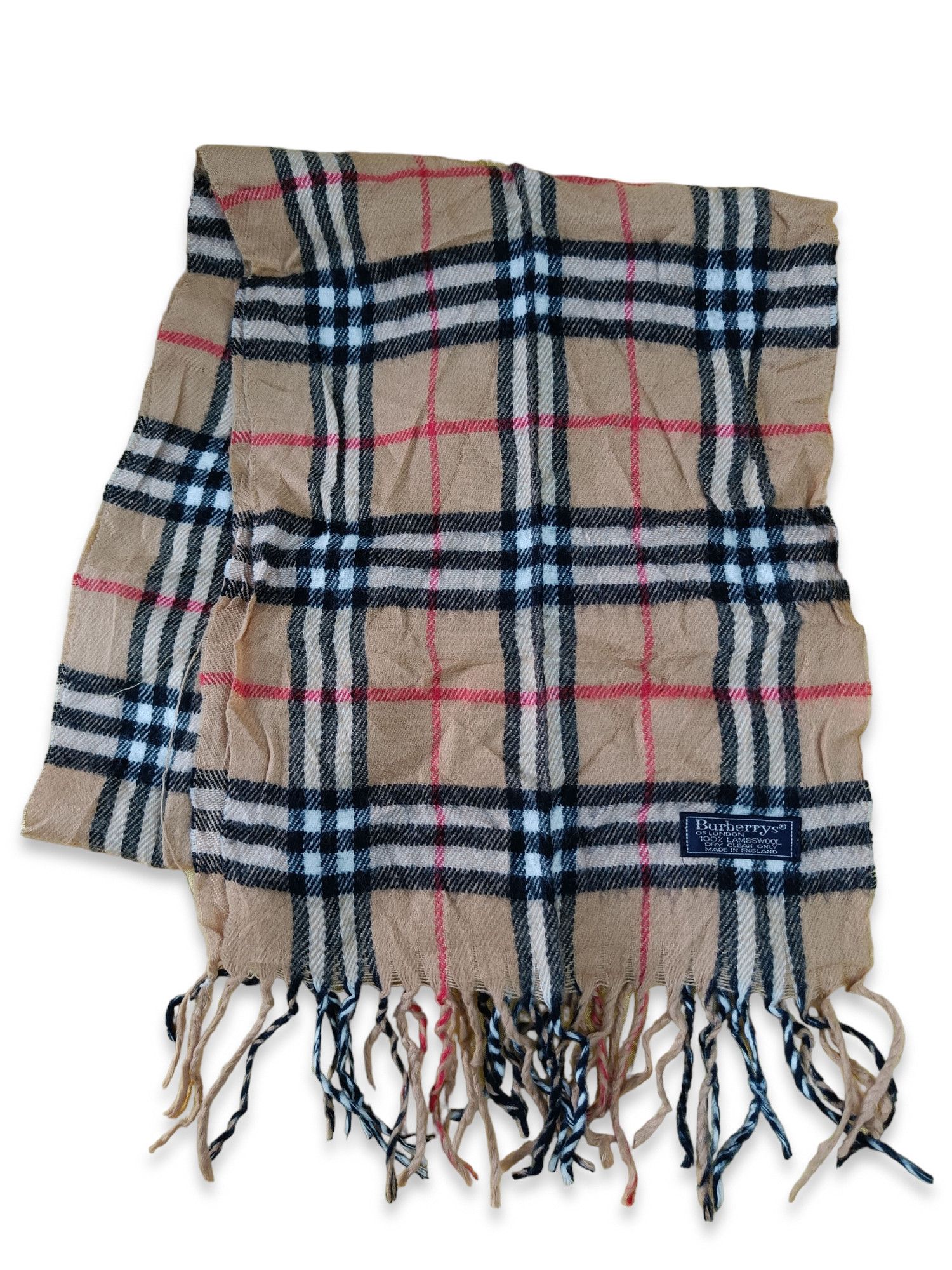 Burberry × Vintage Vintage Burberrys NovaCheck 100% Lambswool Neckwear, England Size ONE SIZE - 3 Thumbnail