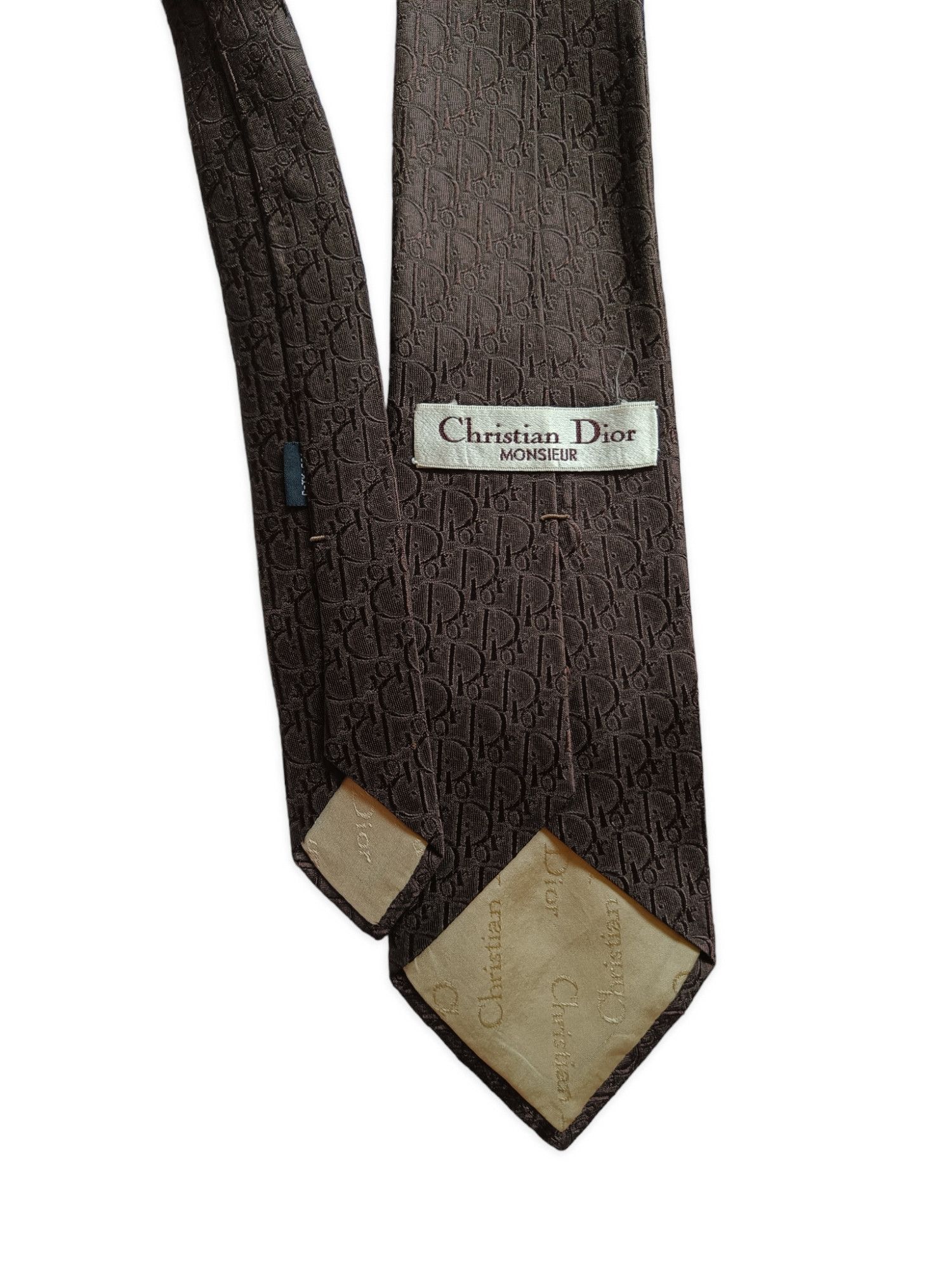 Christian Dior Monsieur Christian Dior Monsieur Monogram Brown Tie Size ONE SIZE - 2 Thumbnail