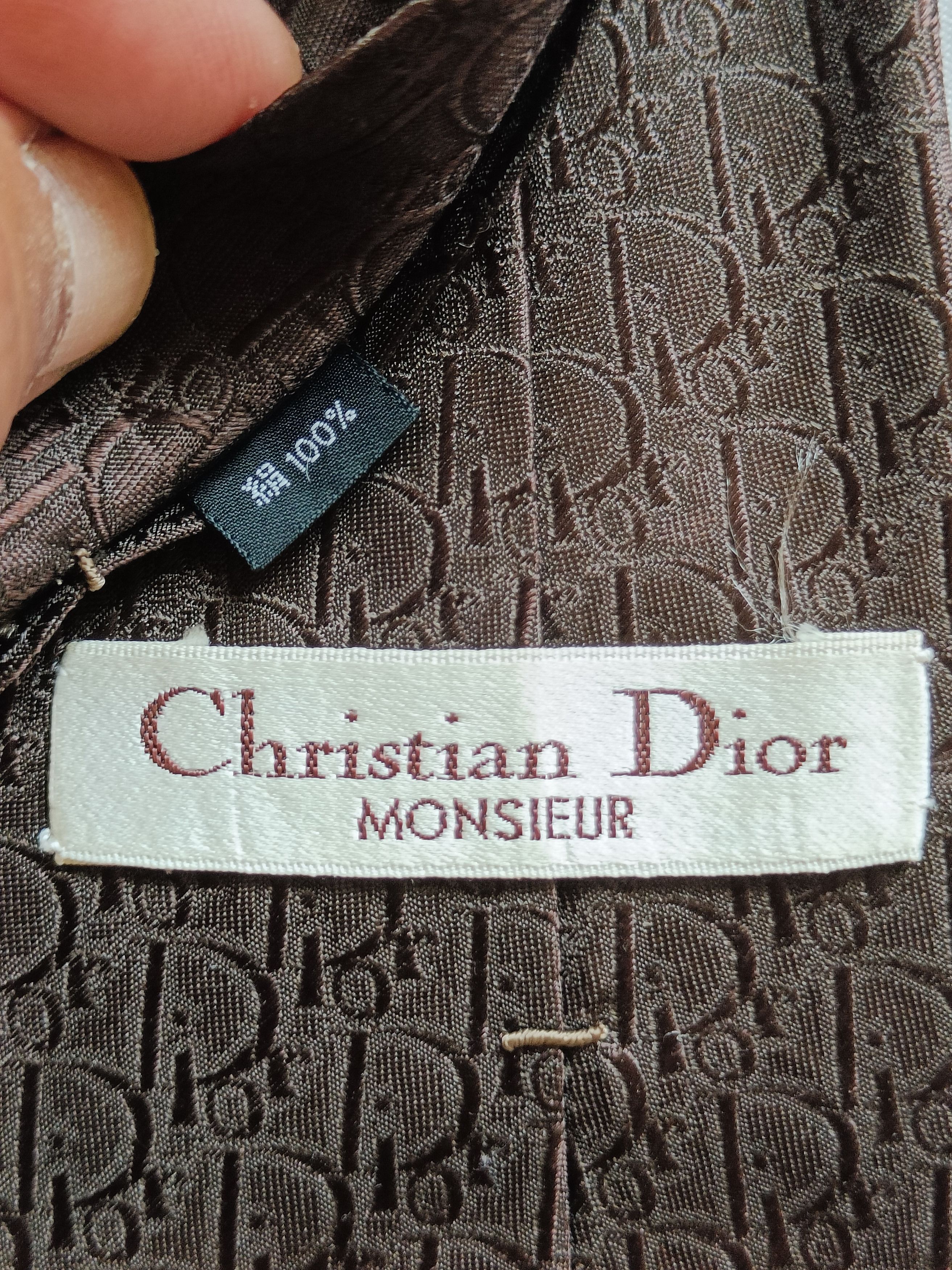 Christian Dior Monsieur Christian Dior Monsieur Monogram Brown Tie Size ONE SIZE - 3 Thumbnail