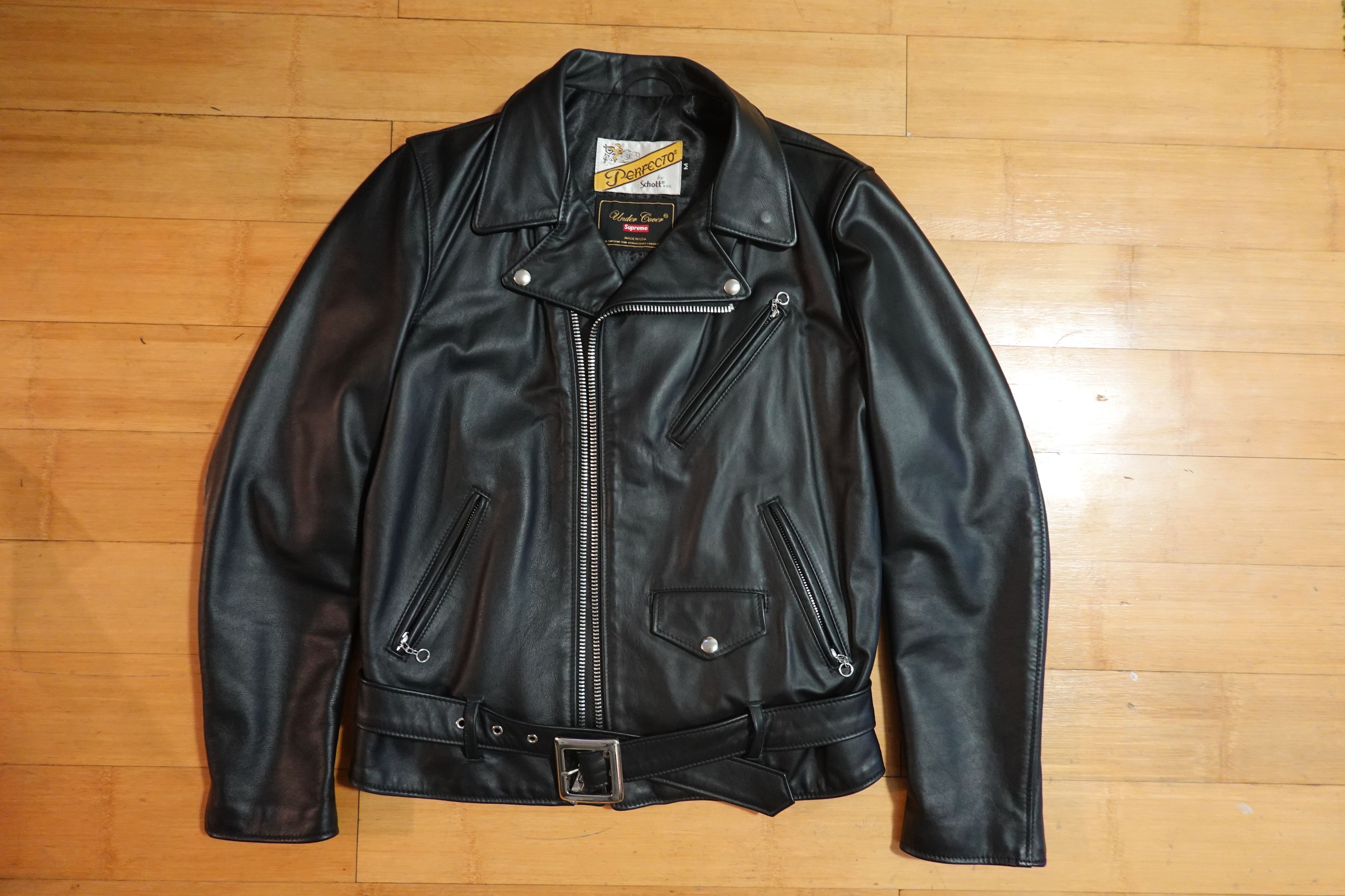 image of Undercover X Schott Leather Biker Jacket 2015 in Black, Men's (Size Medium)