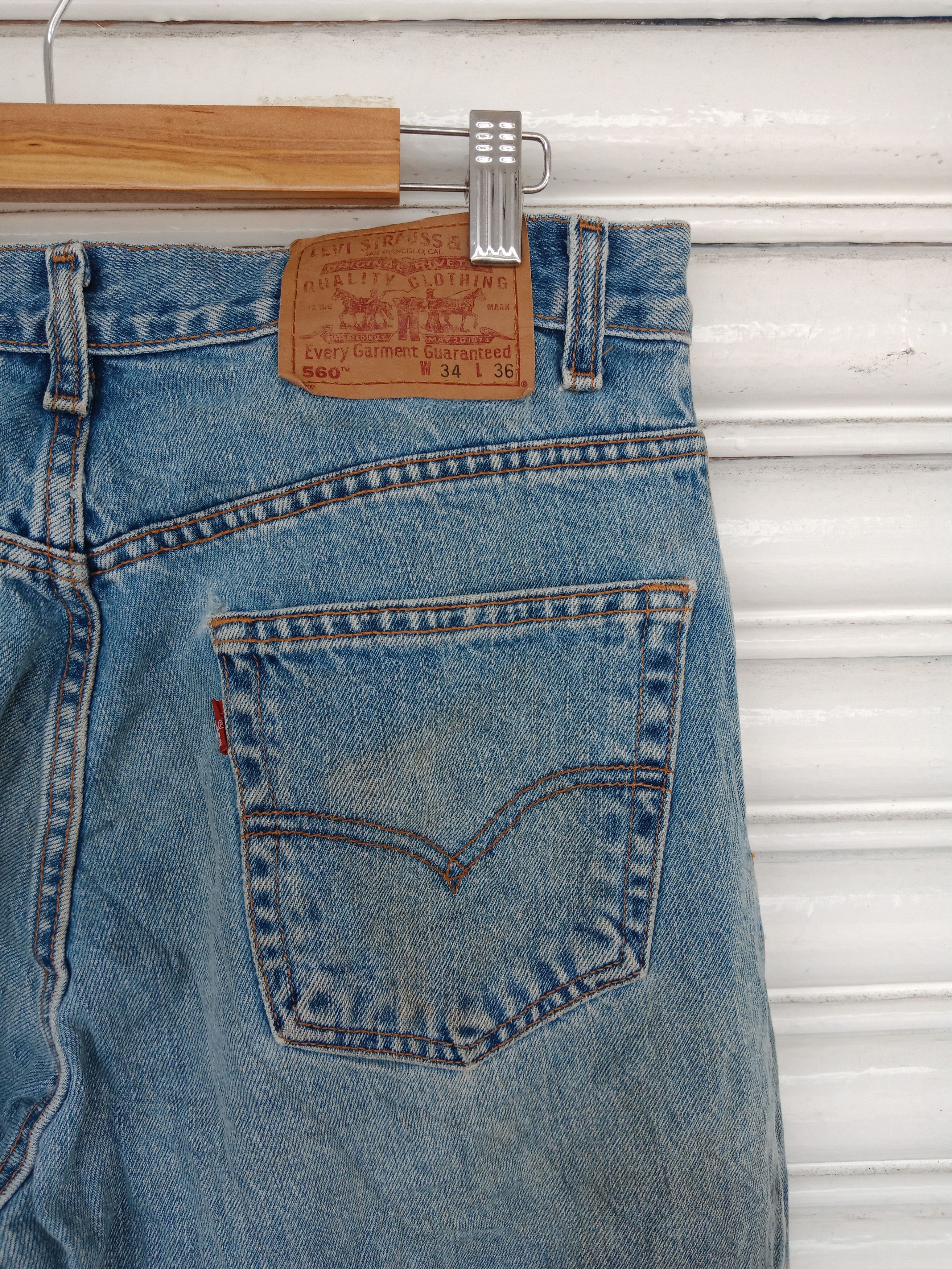 Levi's Levi's 560 Distressed Light Washed Loose Fit Tapered Legs Size US 34 / EU 50 - 9 Thumbnail