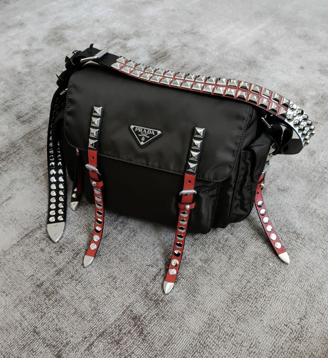 Prada studded best sale shoulder bag