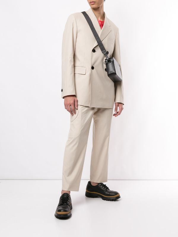 image of Wooyoungmi New Ss20 Sz52 Beige Double Breasted Cotton Blazer Jacket, Men's (Size Large)
