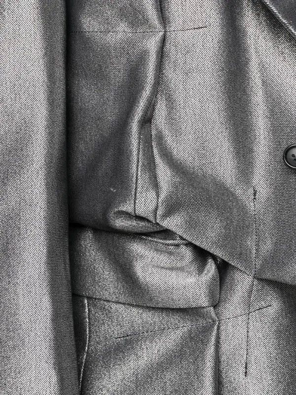 Comme des Garcons Homme Plus NEW M Metallic Silver Deconstructed Folds Blazer Jacket Size US M / EU 48-50 / 2 - 10 Thumbnail