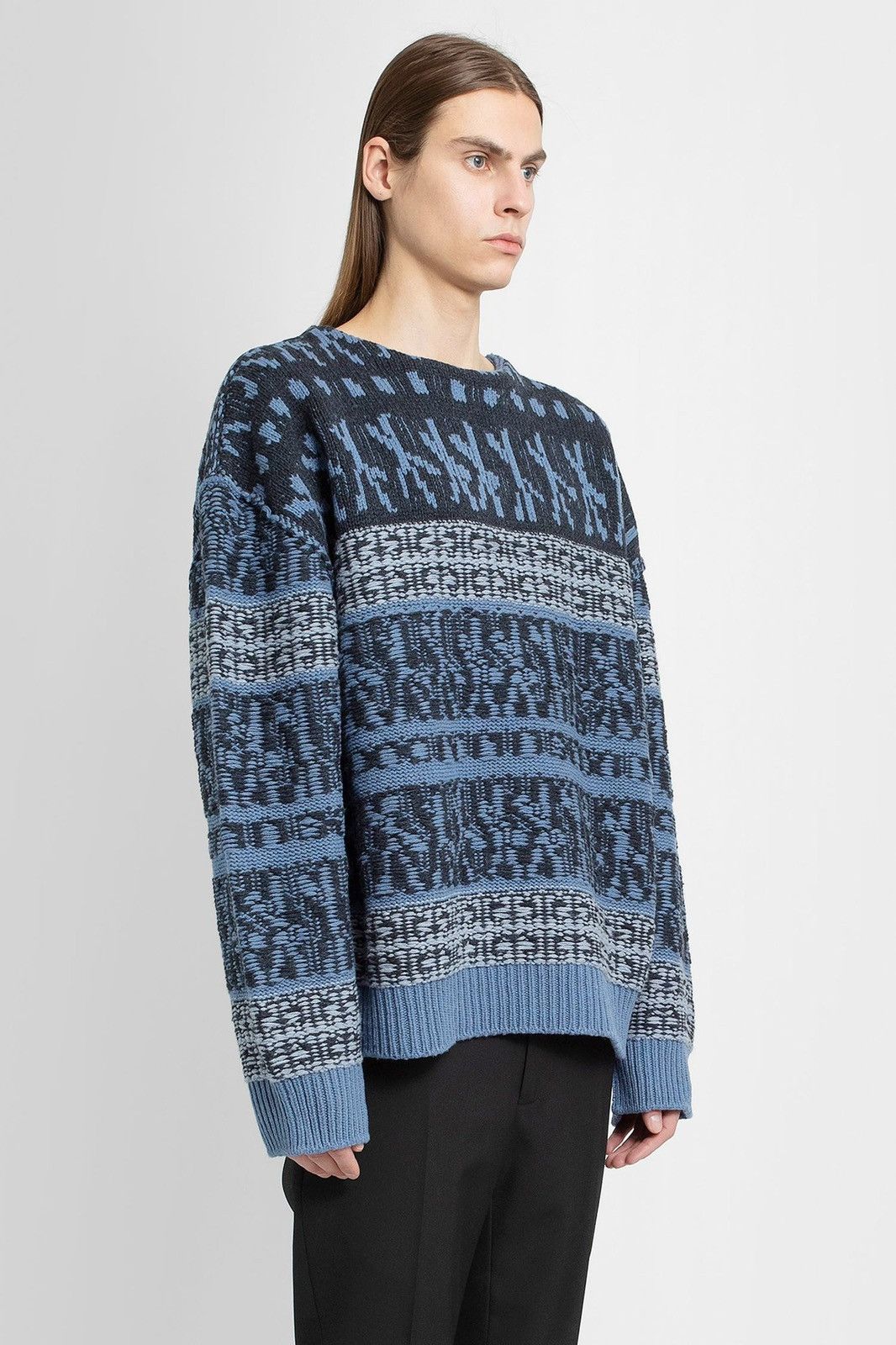 Givenchy NEW $2.2K M Chito Wool Patchwork Ribbed Blue Knit Sweater Size US M / EU 48-50 / 2 - 2 Thumbnail