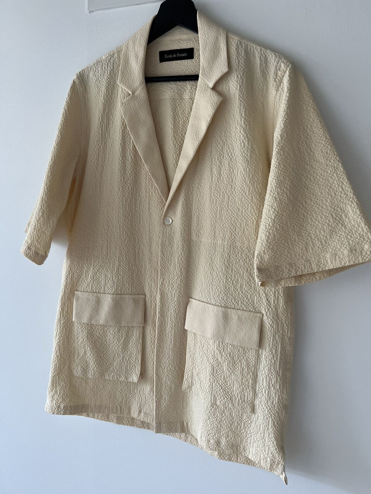 Other Ecole de Pensée Seersucker Lab Oversized Pockets Ivory Shirt Size US M / EU 48-50 / 2 - 1 Thumbnail