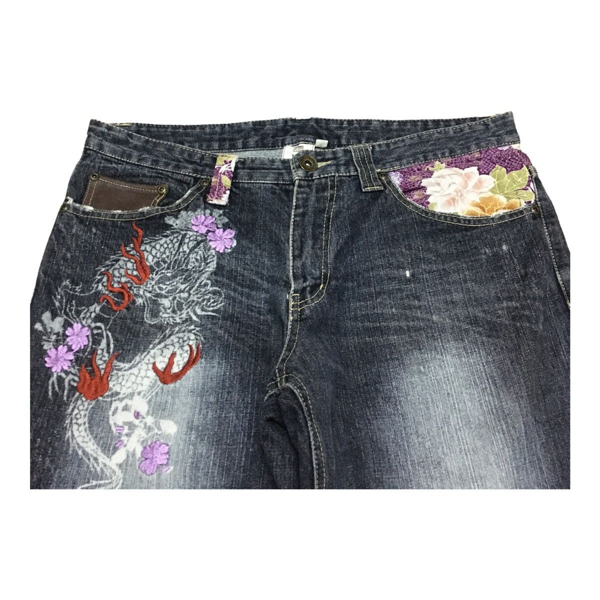 If Six Was Nine × Japanese Brand Rare Design Vintage Japanese Brand GUMU Sukajan Jeans 1990s Size US 35 - 3 Thumbnail