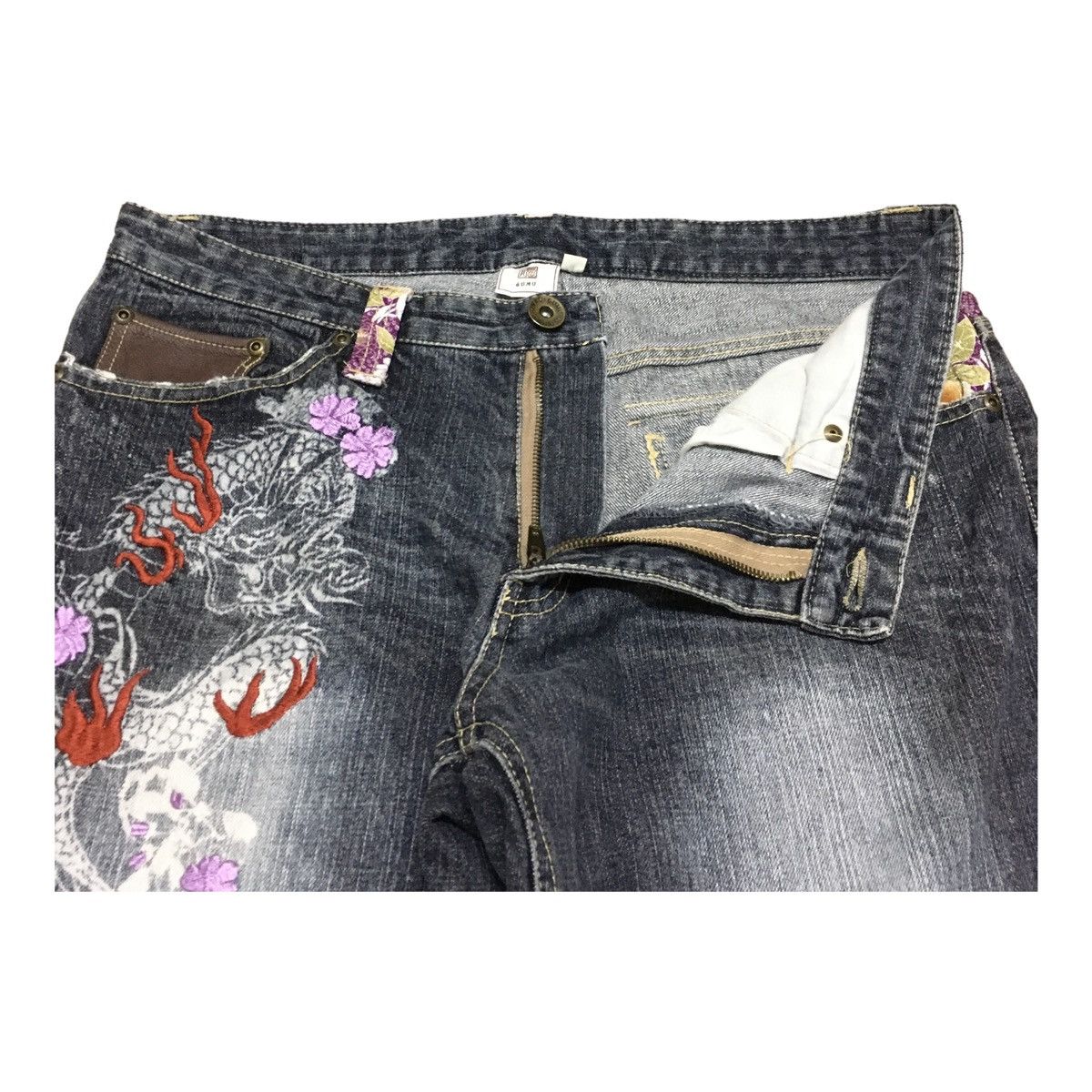 If Six Was Nine × Japanese Brand Rare Design Vintage Japanese Brand GUMU Sukajan Jeans 1990s Size US 35 - 7 Thumbnail