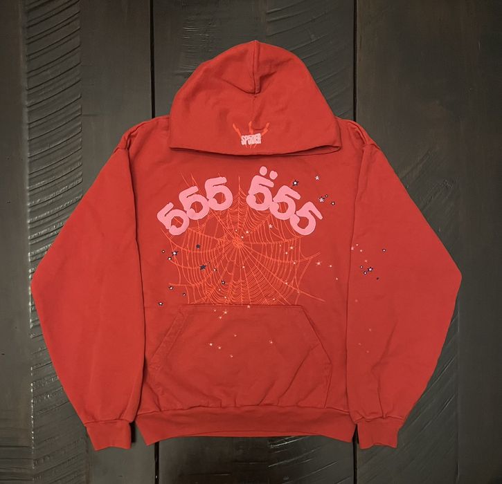 Young Thug Spider Worldwide Sp5der Red Angel Number 555 Red Hoodie