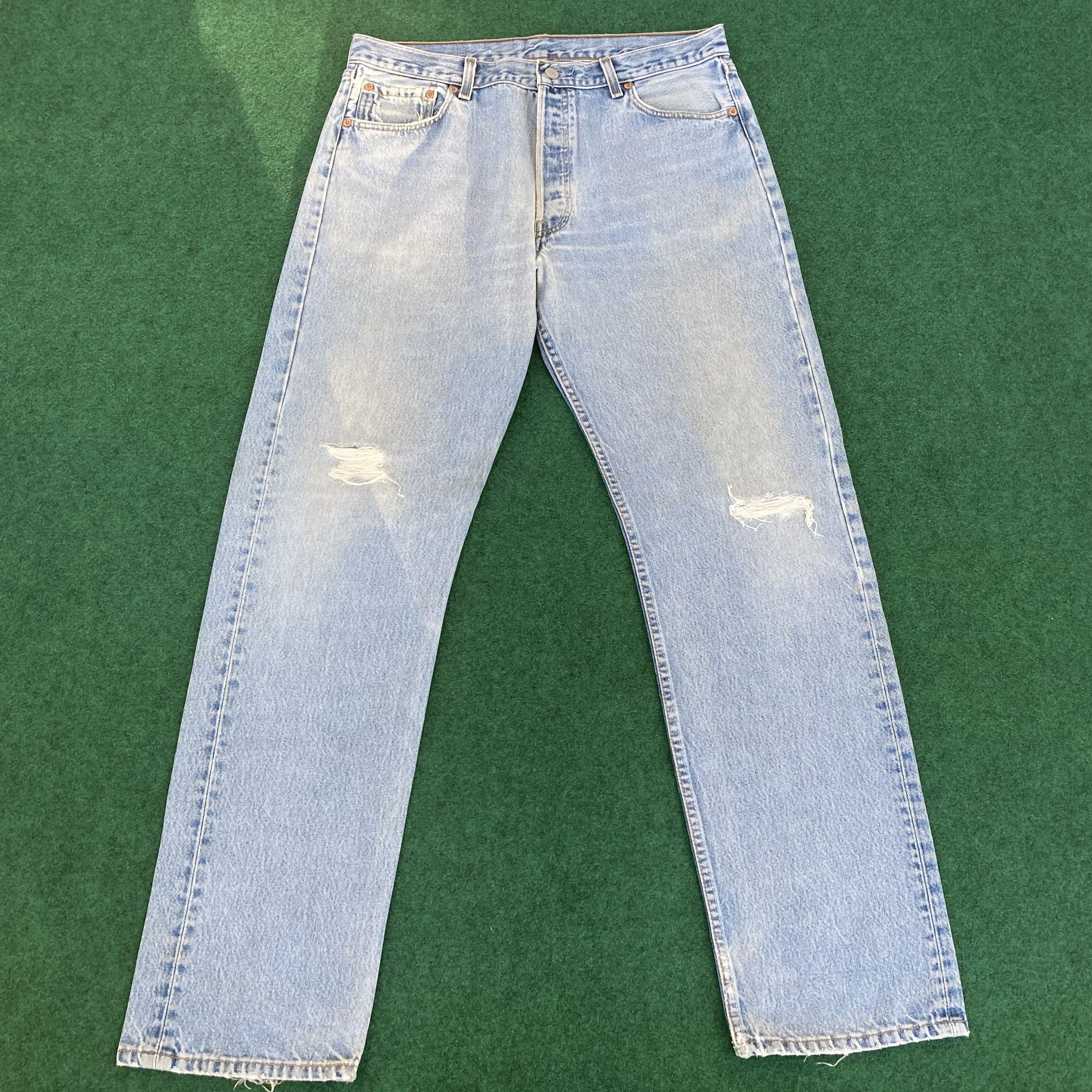 Levi's × Vintage Vtg Levis 501 Distressed Ripped Jeans 35 Punk Grunge Jeans Size US 35 - 1 Thumbnail