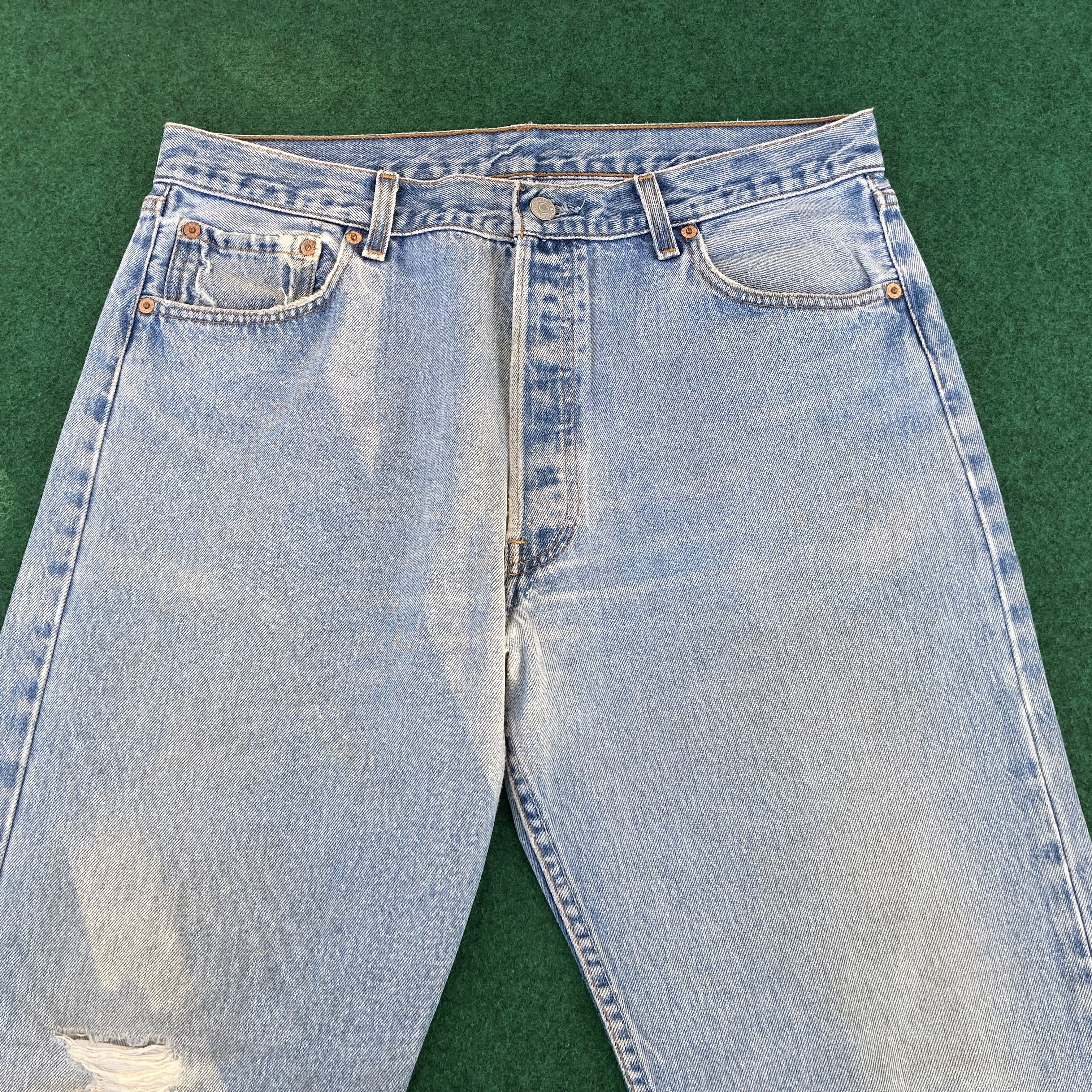 Levi's × Vintage Vtg Levis 501 Distressed Ripped Jeans 35 Punk Grunge Jeans Size US 35 - 3 Thumbnail