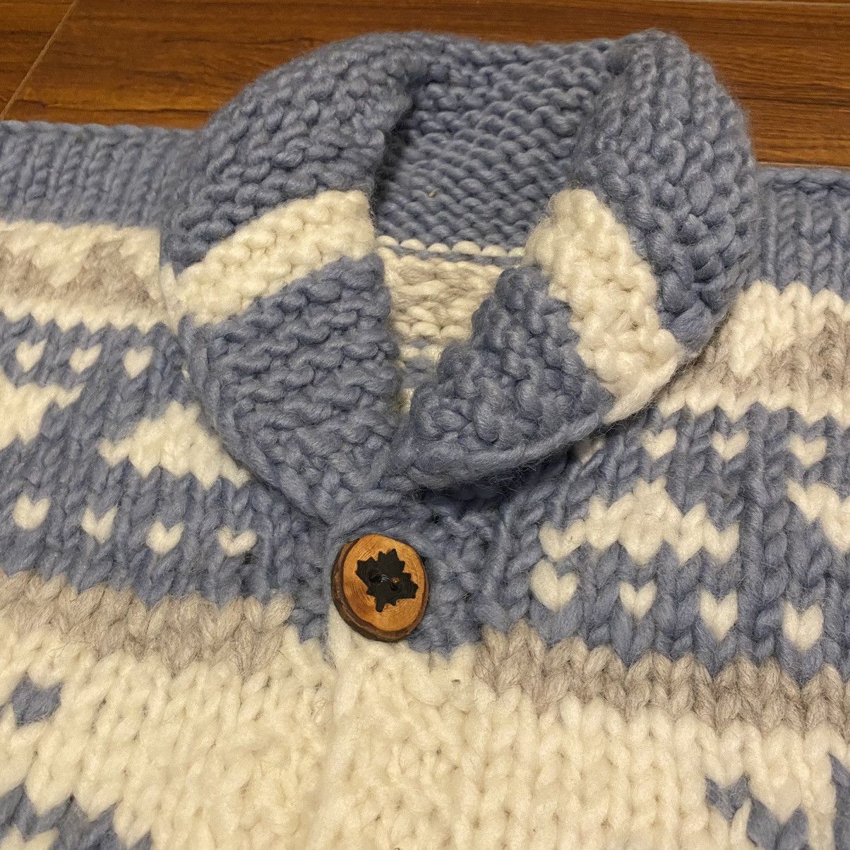 Vintage Cable Knit Cowichan white / blue Elk Sweater sz L Size US L / EU 52-54 / 3 - 3 Thumbnail